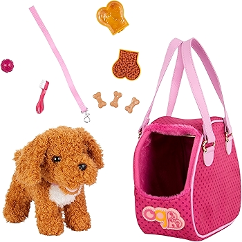 Our Generation Hop in Dog Carrier - Poodle Plush Doll Accessory