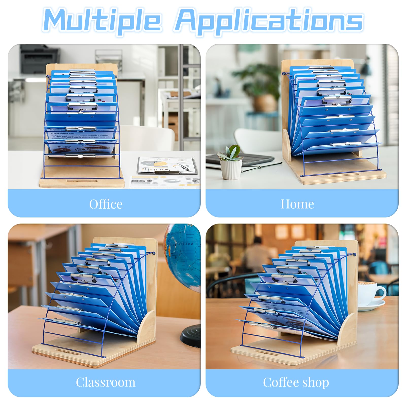 CuleedTec Clipboard Holder And Storage Rack | Wooden Stand With Sturdy - View #7