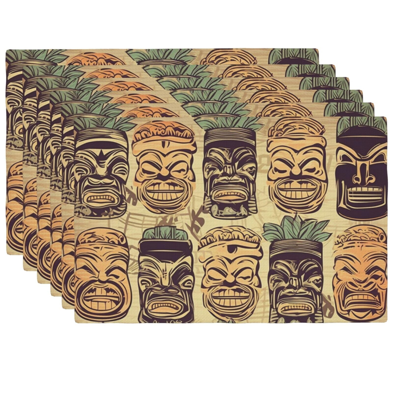 Set de table en lin synthétique Aloha Tiki 45x30 cm lot de 4