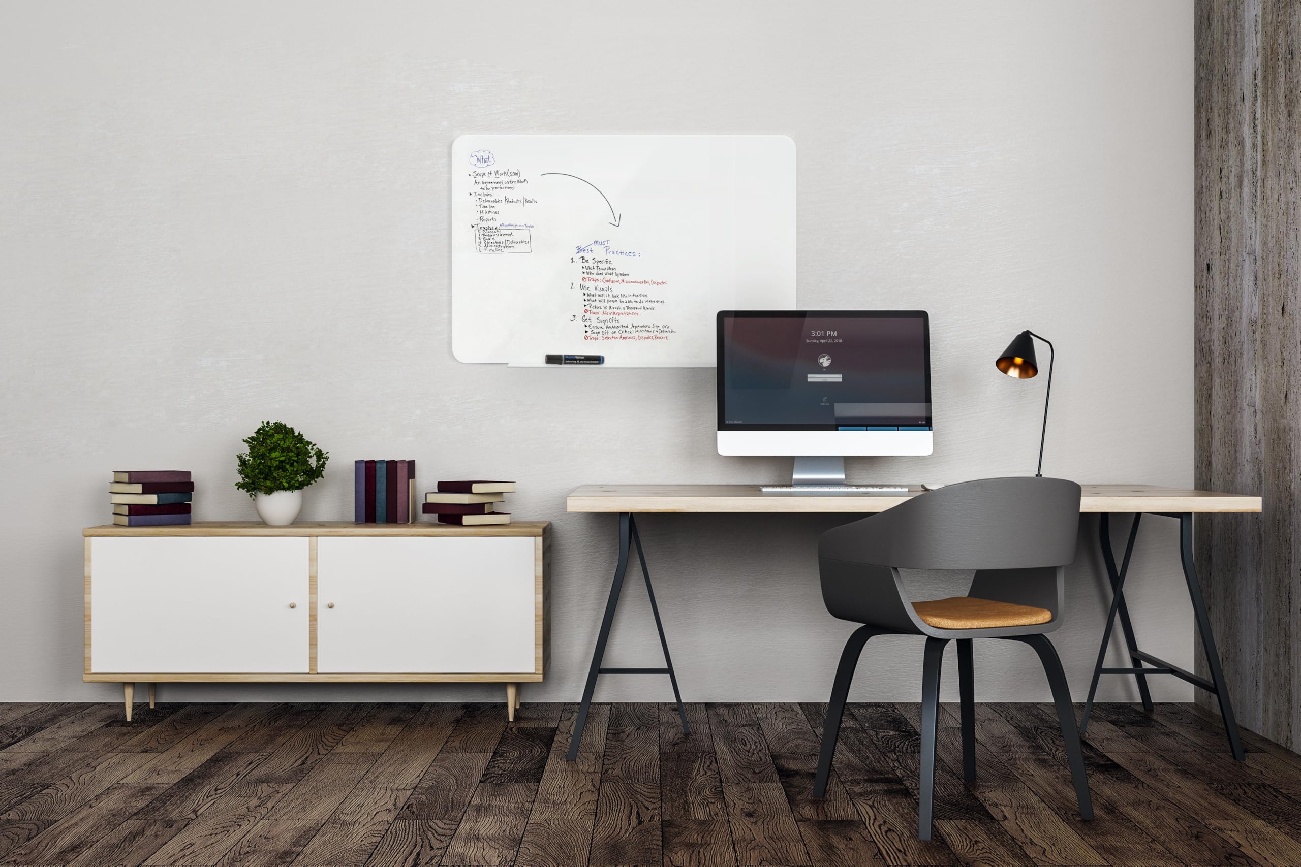 Bi-Office Tablica na notatki ze szkła magnetycznego, 120 x 90 cm