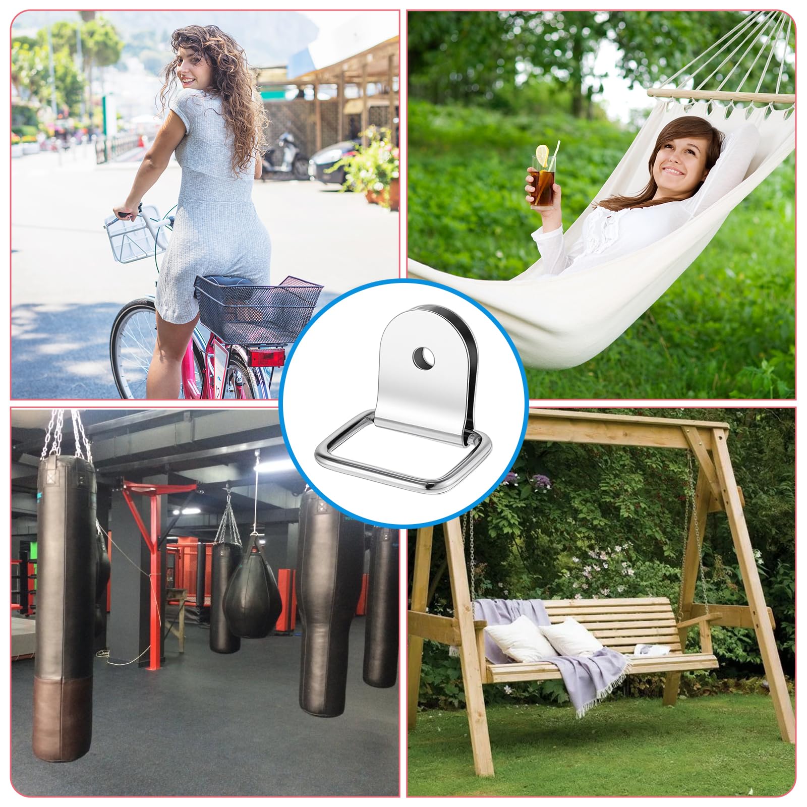 Lot de 10 anneaux d'arrimage en forme de D - En acier inoxydable - Robustes - Charge maximale : 30 kg - Pour empêcher la charge ou les objets de glisser