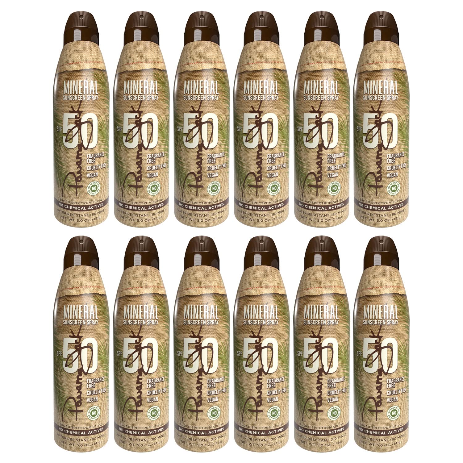Panama Jack Mineral Sunscreen Spray - SPF 50 Broad Spectrum UVA UVB Protection Vegan Fragrance Cruelty Free Pack