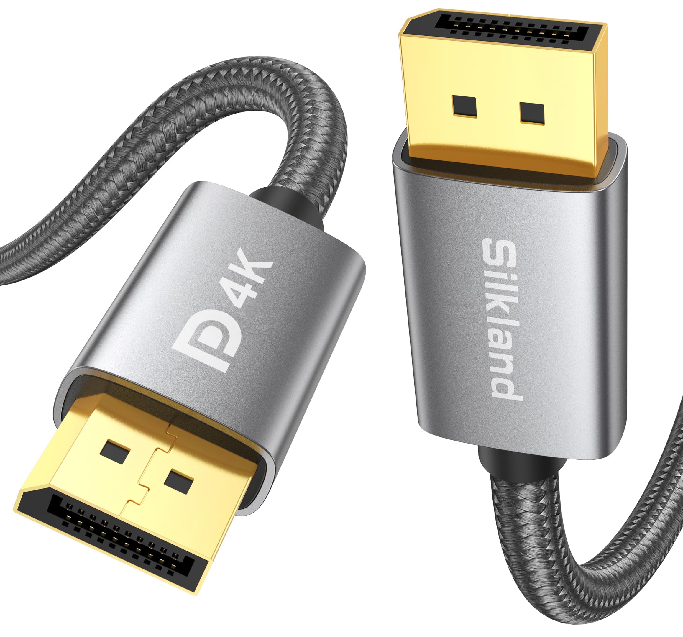 Silkland [VESA Certified] DisplayPort Cable, DP Cable 6FT [4K@60Hz, 2K@165Hz 144Hz, 1080P@240Hz], Braided Video Display Port Cord 1440P High Speed Compatible for FreeSync G-Sync Gaming Monitor