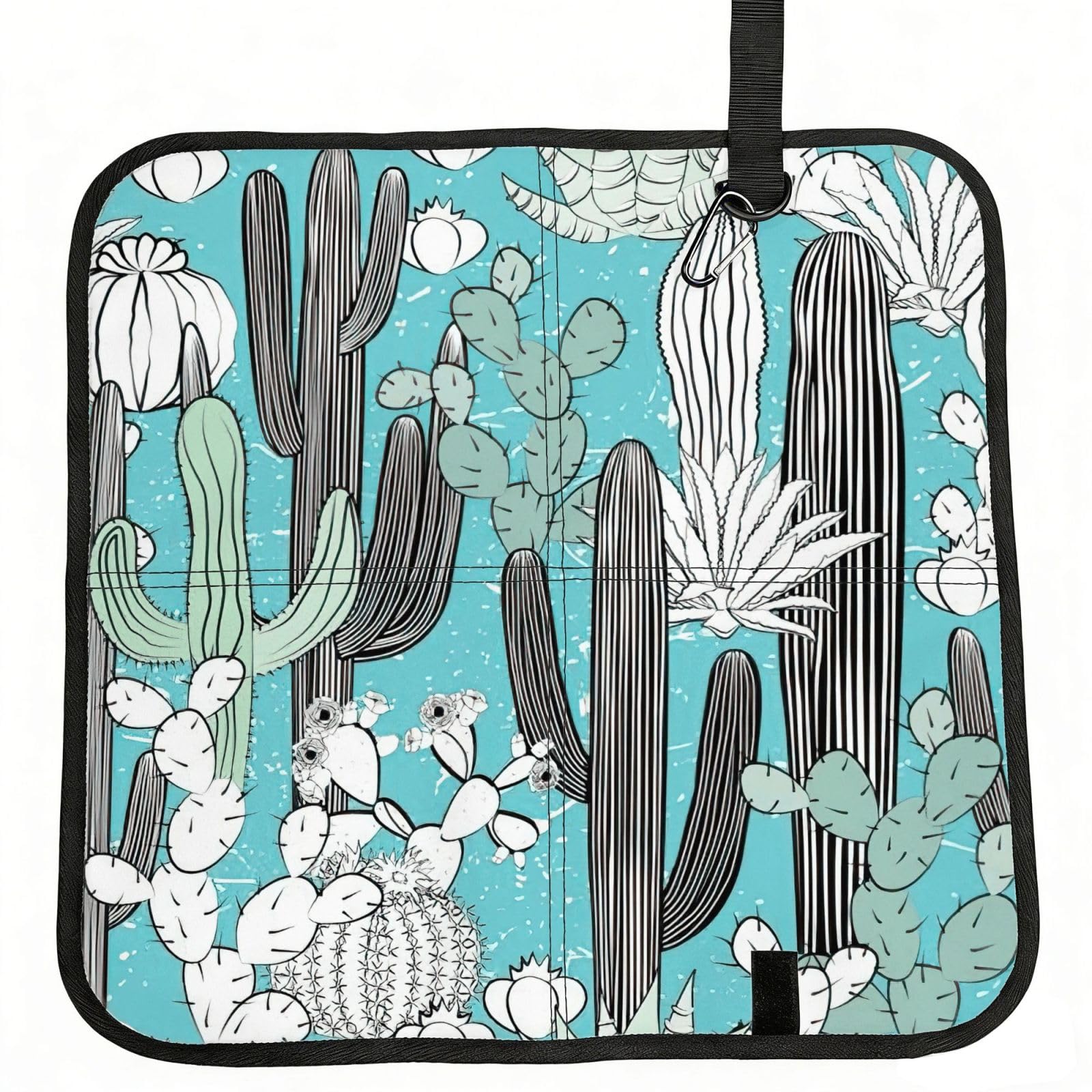 VCzsdff Tropical Plant Cactus Print Portable Seat Cushion Folding Bleacher Pad Compact Picnic Sitting Mat Polyester 40cm