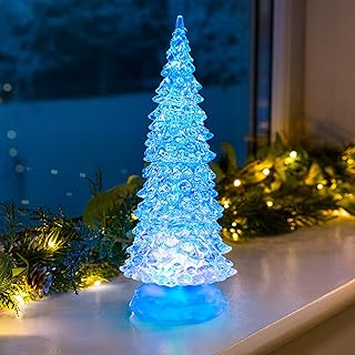 Christow Christmas Tree Glitter Water Spinner Colour Changing LED Decoration Battery Powered