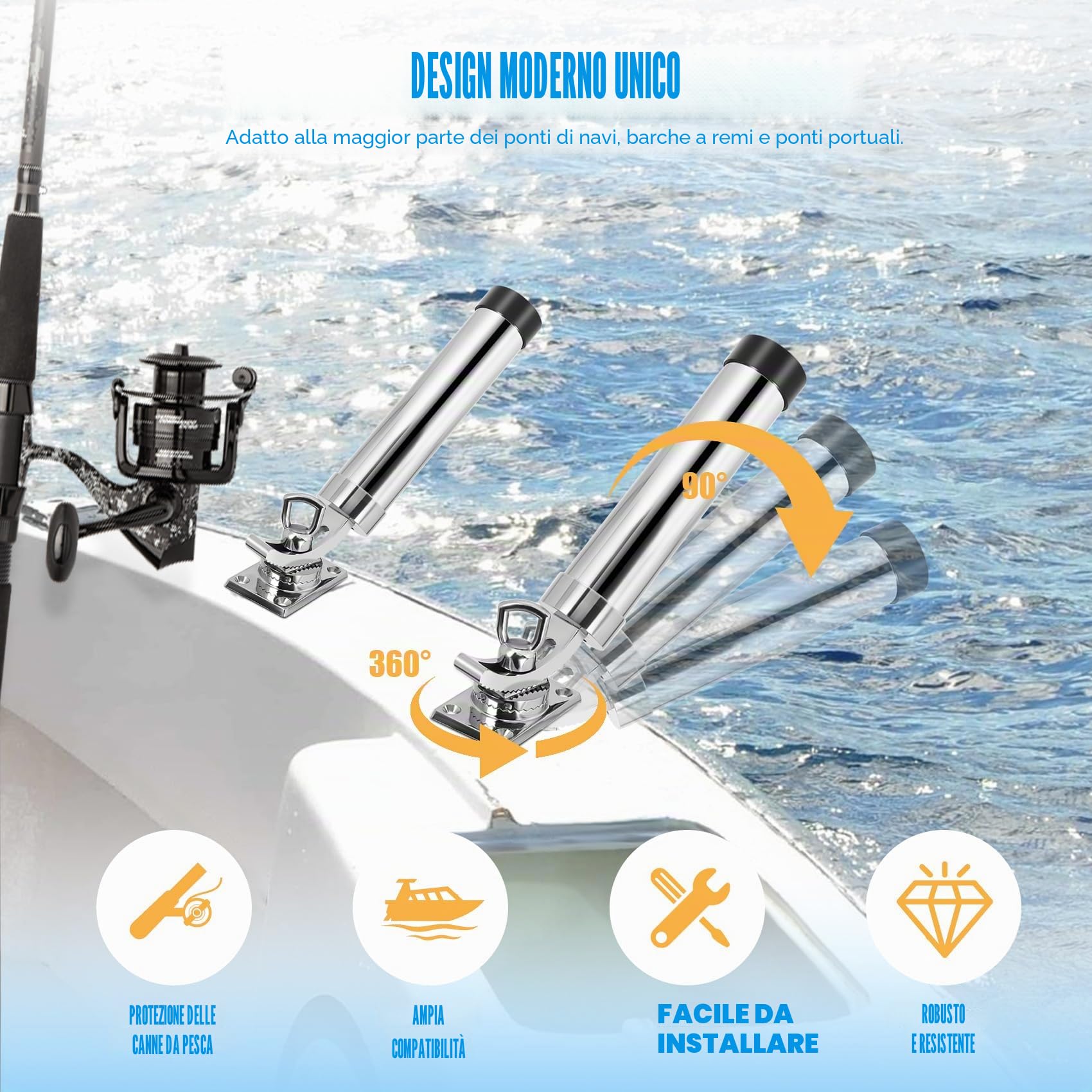 Supporto per da pesca, regolabile, colore