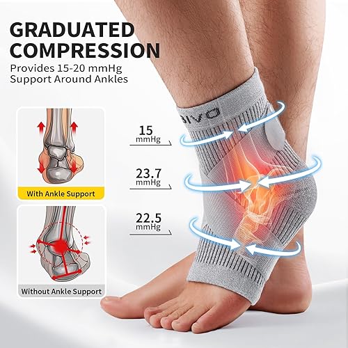 Vista 60 de CAMBIVO 1 par de tobilleras para hombres y mujeres, calcetines de compresión de tobillo para dolor de pies, uso diario, fitness, trabajo, alivio