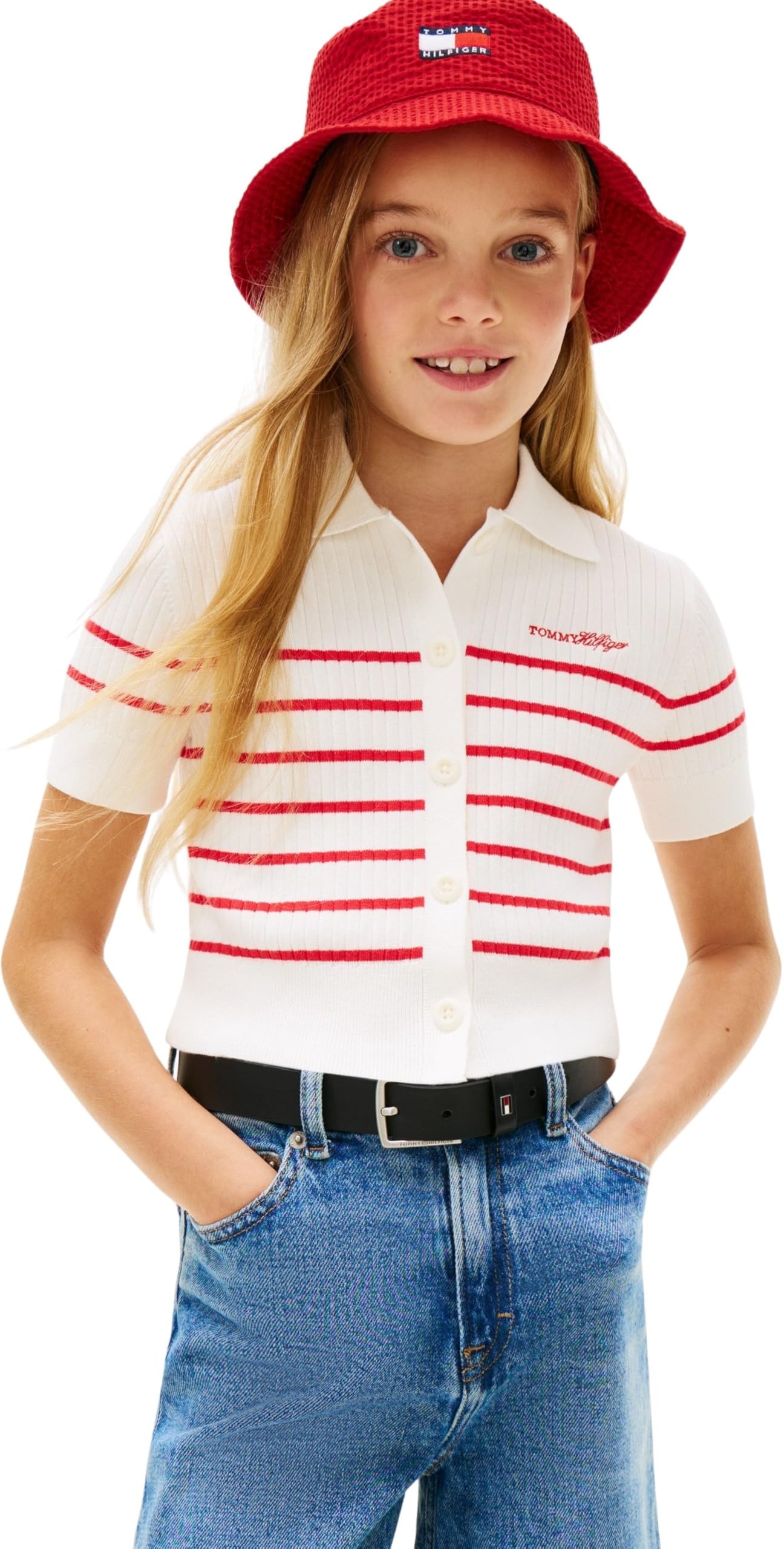 Tommy Hilfiger Sweater Rib Polo SS Kg0kg09379 Polo Bambine e Ragazze (Pacco da 1)