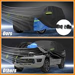 Car Cover Waterproof All Weather 210D, UV Sun Rain Protection, for Jeep Grand Cherokee with Left Side Zipper, Black & Blue
