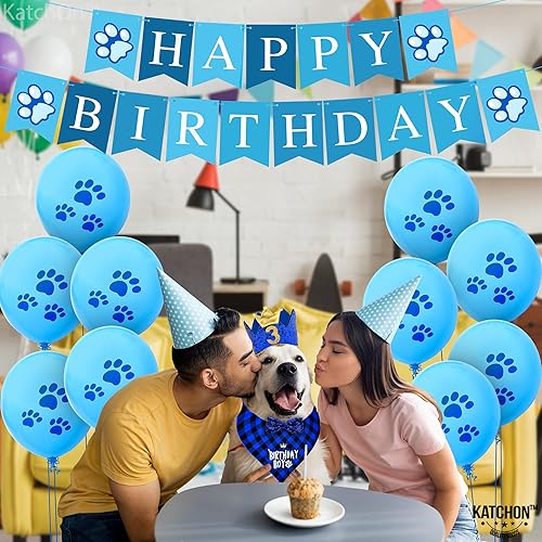 Miniatura 2 de KatchOn, Paquete enorme de 25 suministros para fiesta de cumpleaños de perros, decoraciones de fiesta de cachorros, bandana de cumpleaños para