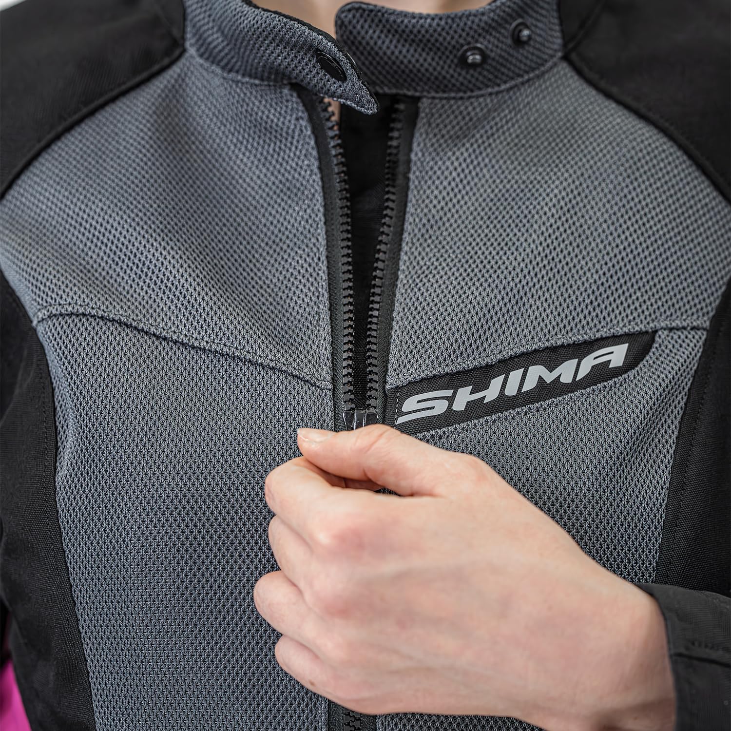 SHIMA RUSH Veste Moto Femme Homologué AIRFORCE Dorsale Blouson Armure Protecion Vestes Imperméable Textile Vetement Hiver Ete Touring Motos Aventure équipements (Femmes, Veste Regular, Rose, XL) | Ventilation optimisée