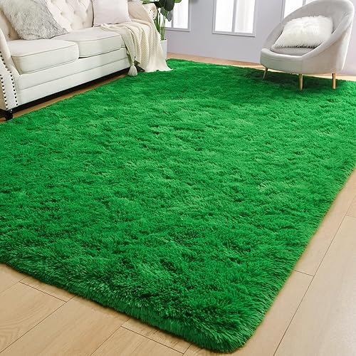 Miniatura 7 de AROGAN Alfombra Shaggy Suave de Lujo, 3x5 Pies Verde Esponjosa para Dormitorio para Sala de Estar, Sala de Juegos de Niños y Niñas, Habitación de