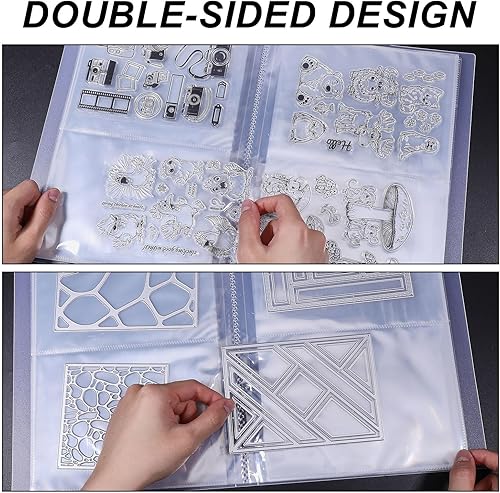 Miniatura 6 de GLOBLELAND 80 rejillas transparentes sellos de almacenamiento para álbumes de recortes, bolsa de almacenamiento en relieve, carpeta de tarjetas,