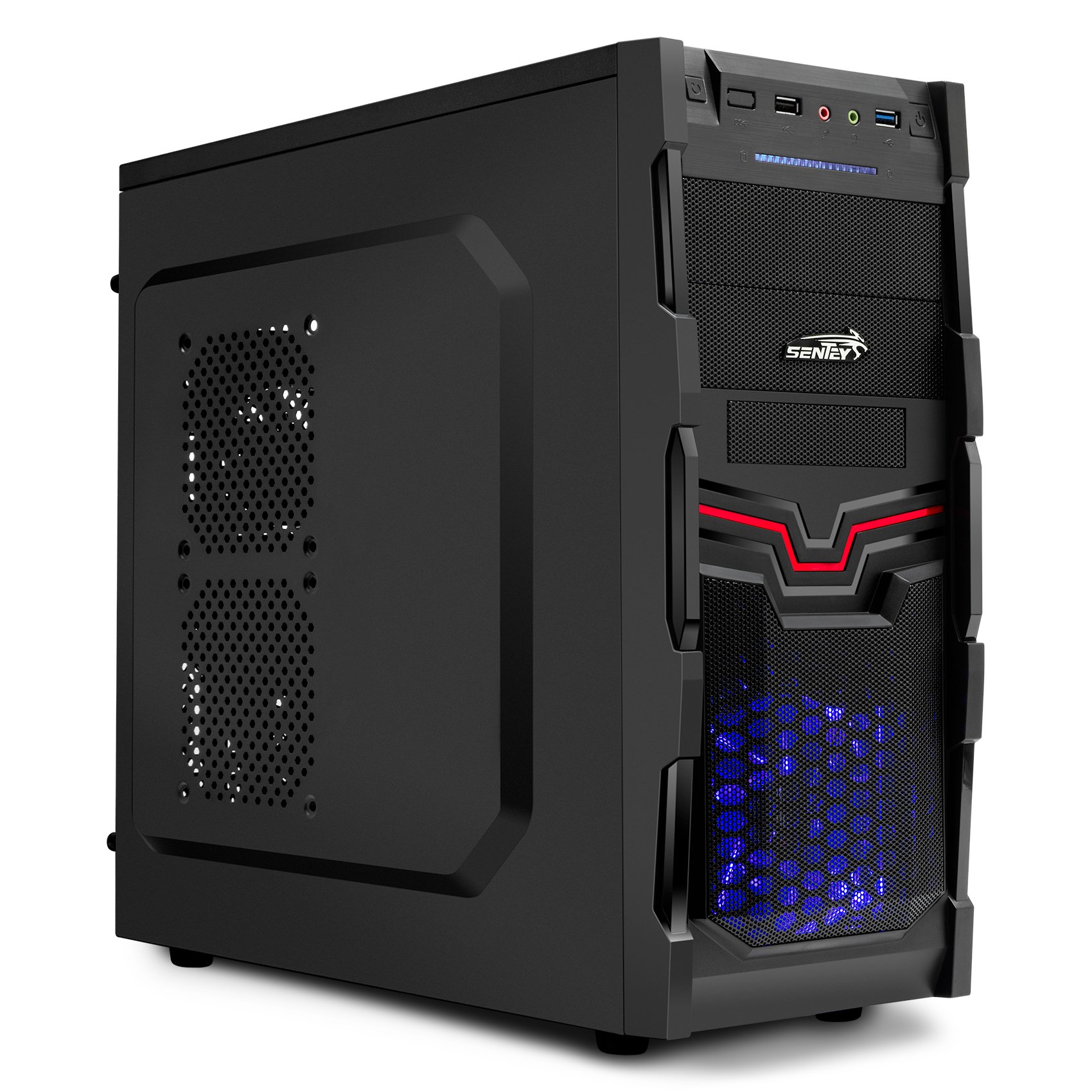 Gs-6007 Cyberia Gaming Computer Case - 1 USB 3.0 + 1 USB 2.0 & Hd Audio and MIC - 120mm Front Blue LED Fan and a Rear 80mm Black Fan - 2.5" SSD - Form Factor: ATX / M-atx - Supports up to 340mm Long Graphics Cards - CPU Coolers That ARE up to 150mm in Height ARE Supported / Cable Management / Watercooling Ready + Hidden Cable Sytem / Support Any Power Supply