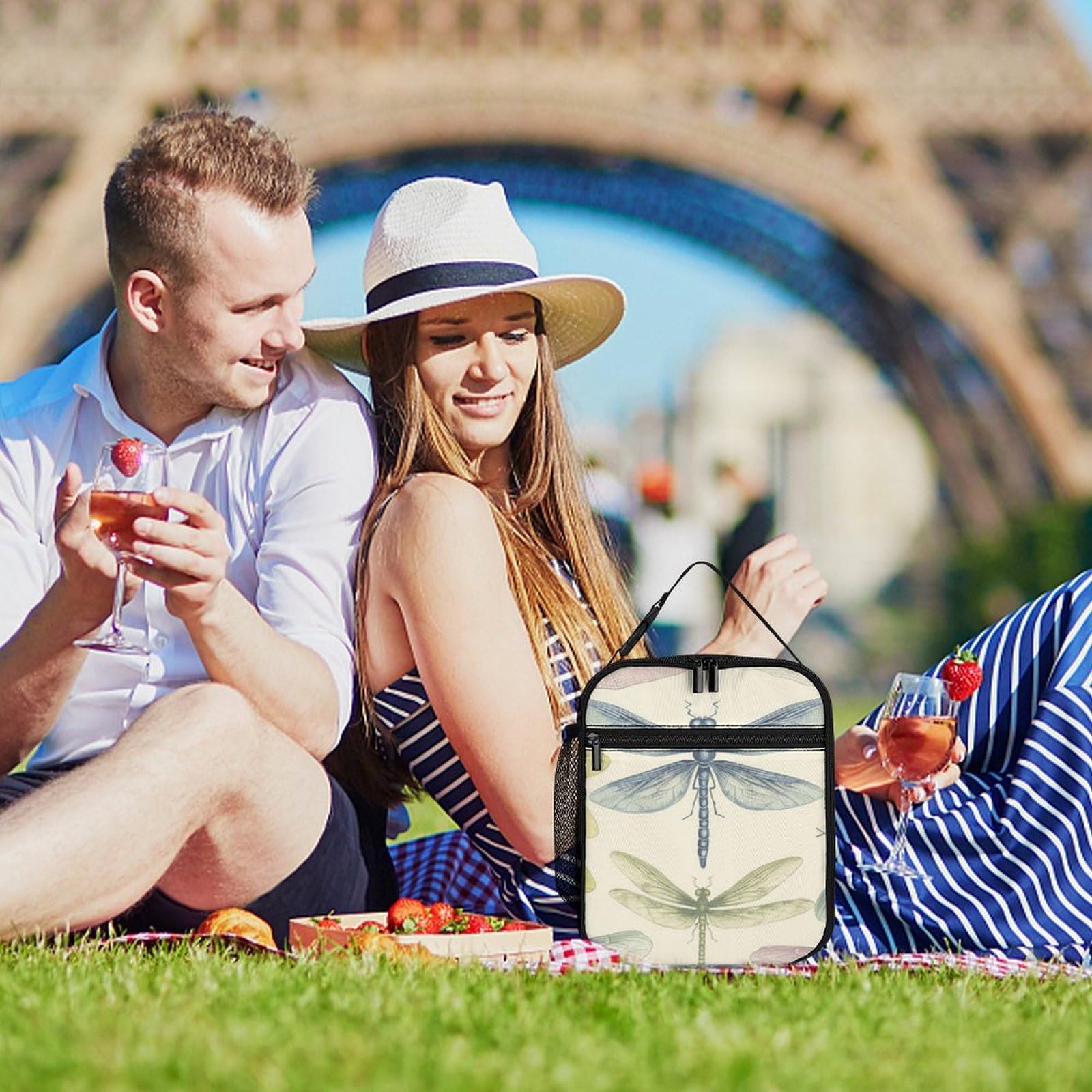 Bolsa Almuerzo Diseño Flor Puntada Famliihw Bolsa De Almuerzo Con Aislamiento Térmico Reutilizable Para Hombres Y Mujeres, Para Trabajo, Viajes, Picnic, Senderismo Bolsa Tela Algodón Lavable