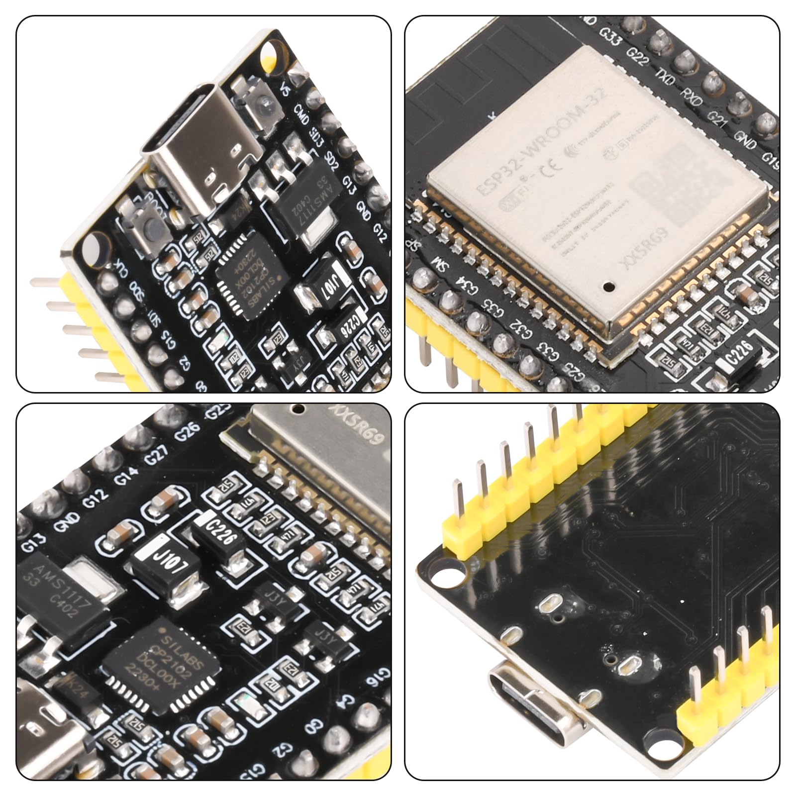 APKLVSR ESP32 NodeMCU Modul,per ESP32 NodeMCU scheda di sviluppo ESP32 USB C Modulo 2.4 GHz WiFi+Bluetooth Dual Cores,con chip CH340, per Arduino (2 pezzi