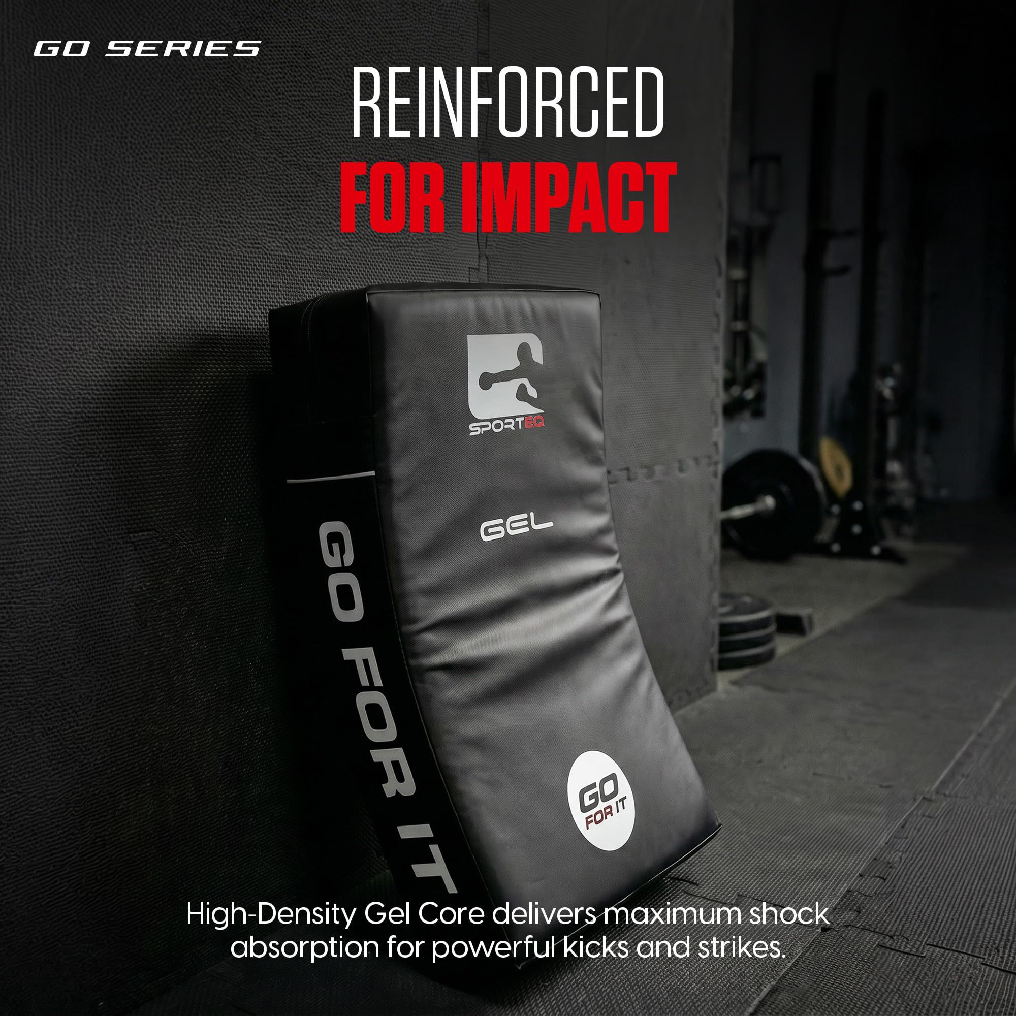 Almohadillas curvadas Kick Shield | Escudo de espuma de gel absorbente de golpes para entrenamiento de artes marciales, UFC, MMA, kickboxing y karate | Cubierta exterior de poliuretano