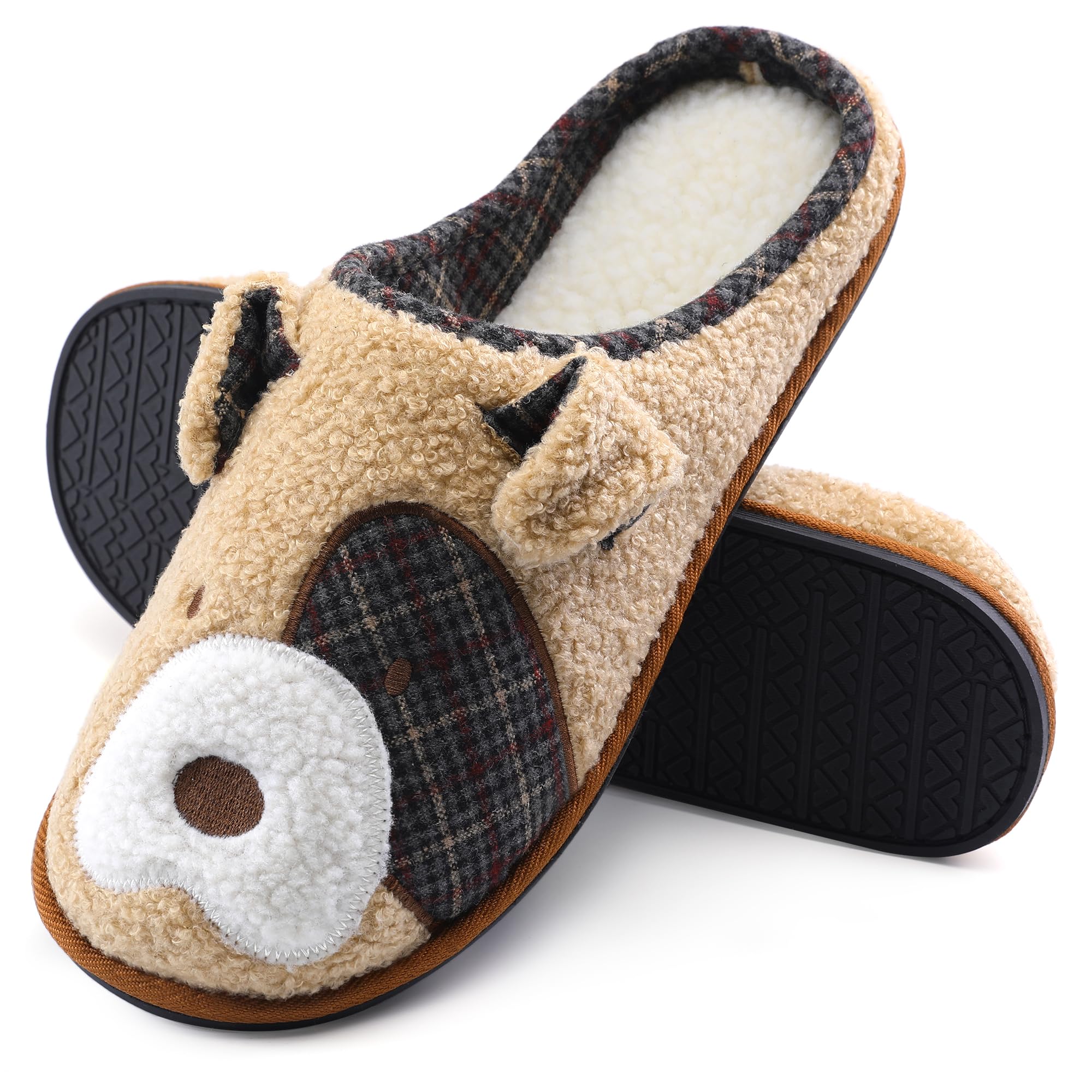 NHU Mens Cozy Memory Foam House Slippers Indoor Outdoor Non-Slip Durable Outsole