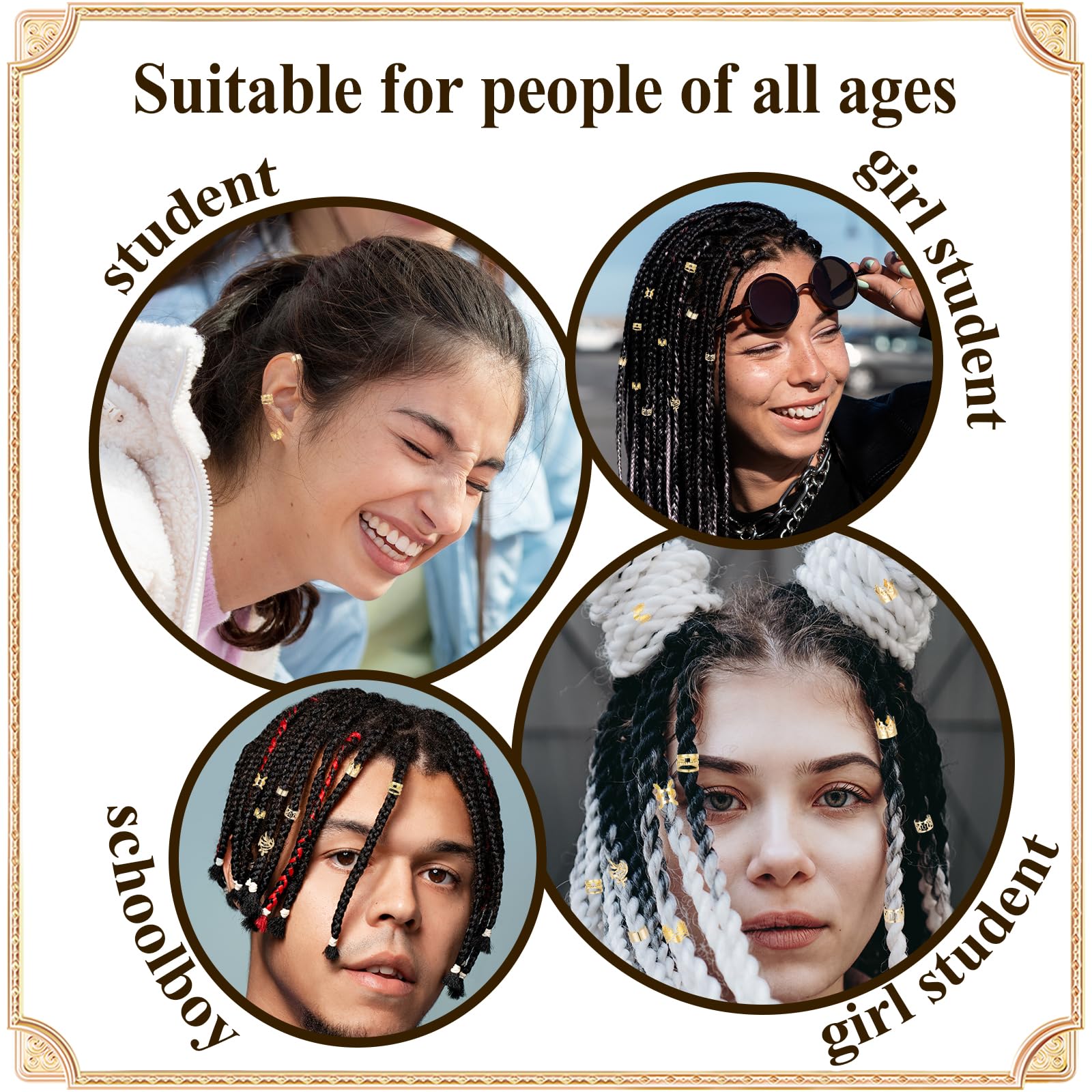 GEEHUA 70 Accessori Capelli Dreadlocks - Oro, Per Trecce E Decorazioni