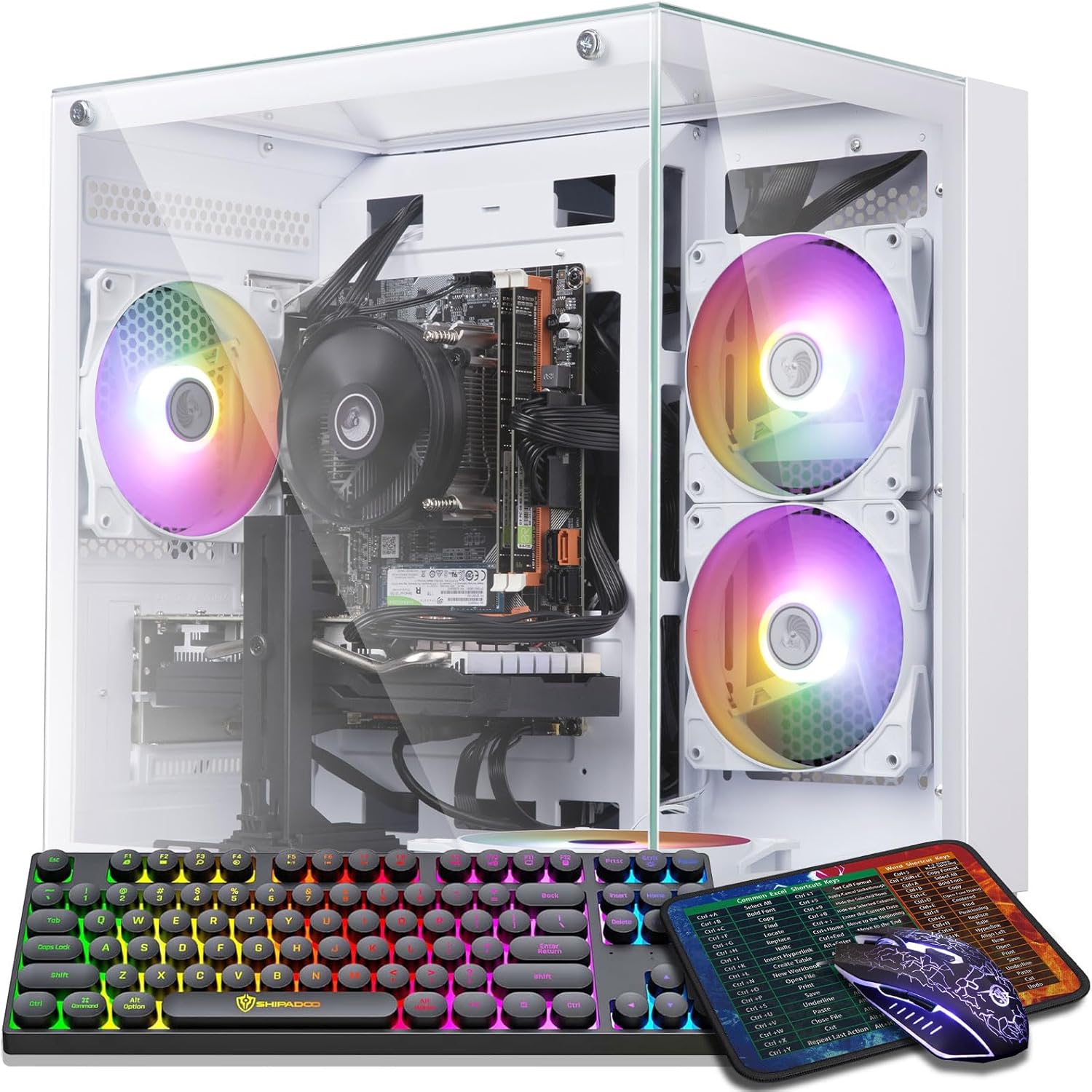 Product image of Prebuilt Gaming PC Desktop Computer,AMD Ryzen R5 5500 Desktop,Operating at A Frequency of 3.6-4.2 GHz,RX590 Graphics Card with 8GB Video Memory,16GB RAM, 1TB NVME SSD,WiFi 5.0,RGB Fan x4