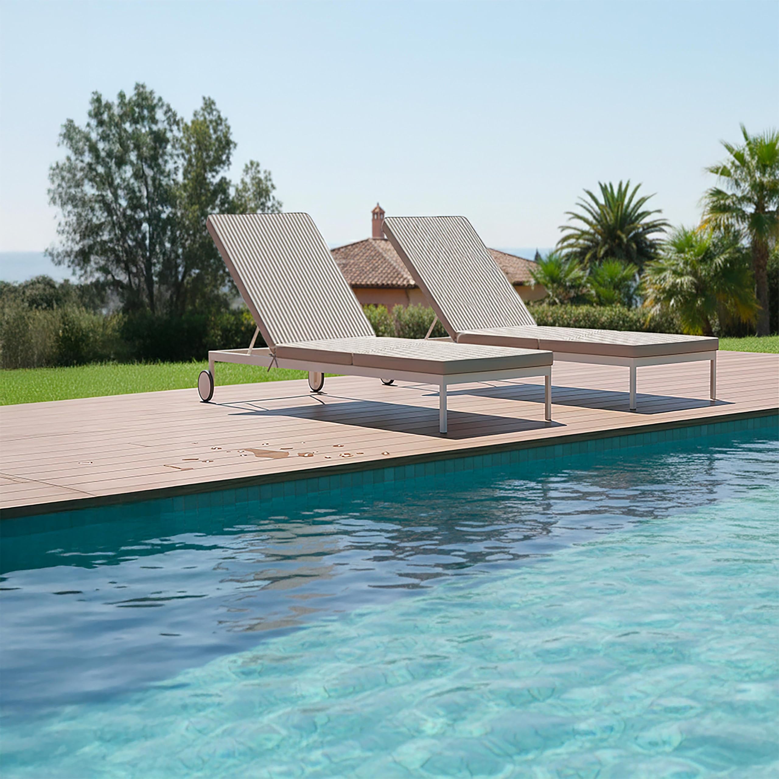 Oviala Lot de 2 Coussins pour Bain de Soleil 186 x 53 cm Polyester Taupe