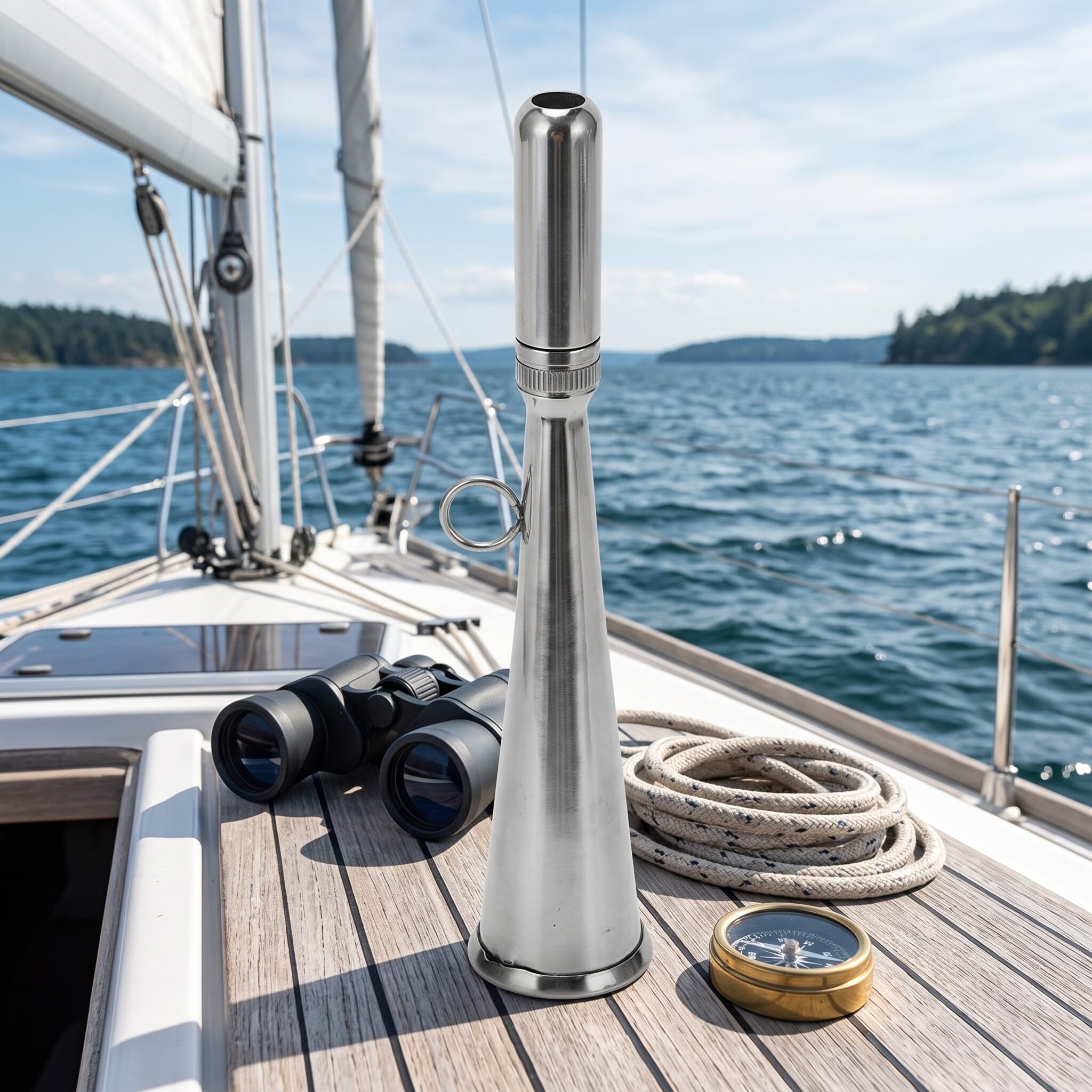 Corne de Brume Portative Manuelle en Acier Inoxydable, 150 dB, Embout Amovible, pour Bateaux, Camions, Trains