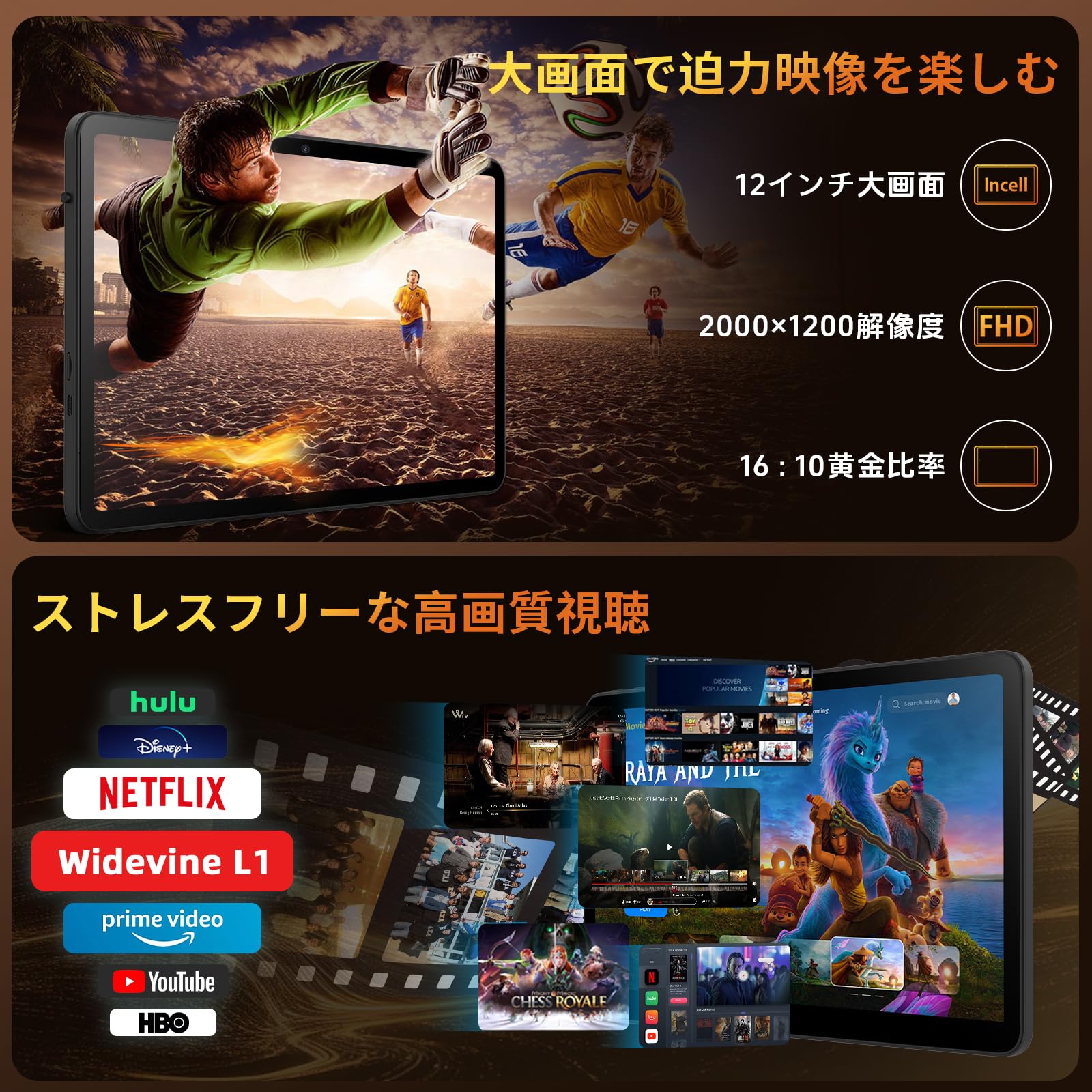 Amazon.co.jp: 【Android 16 タブレット 12インチ】Naktoce K90