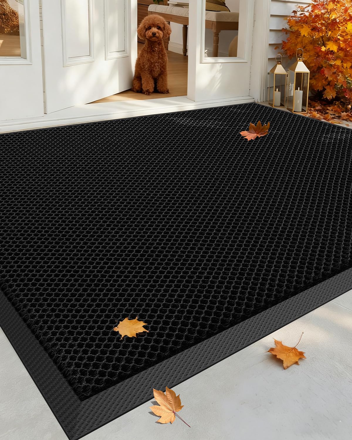 COLOR&GEOMETRY Zerbino Ingresso Esterno Elasticizzato in Seta - Tappeto Ingresso Esterno per Porte, Patio e Esterni - Antiscivolo, Resistente e Asciugatura Rapida, 90x150 cm Grigio