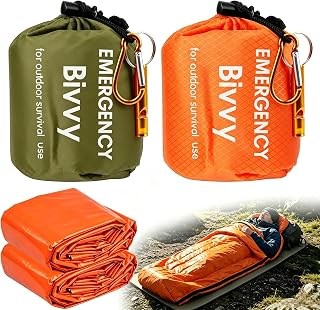 2 Stück Notfall Schlafsack,Überleben Schlafsack,Survival Biwaksack Erste Hilfe Rettungsdecken Wasserdicht Notfalldecke Warm Tube Zelt Ultraleicht Hitzeabweisend Kälteschutz