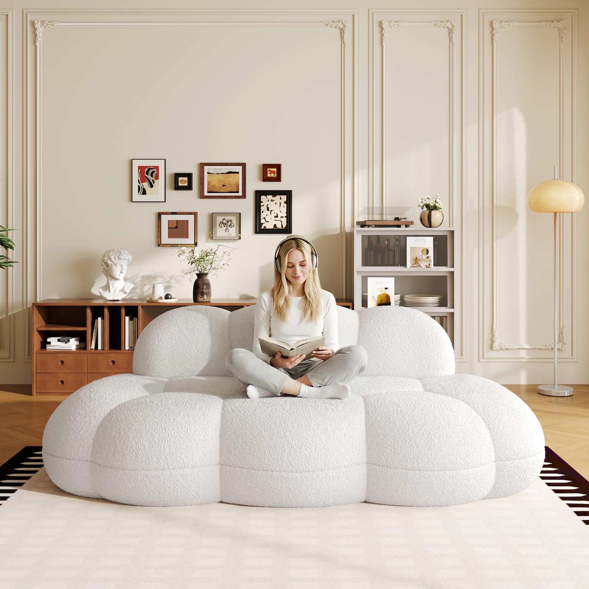 Amazon.com: Floor Couch, Modern Curved Loveseat Sofa, Lazy Sofa