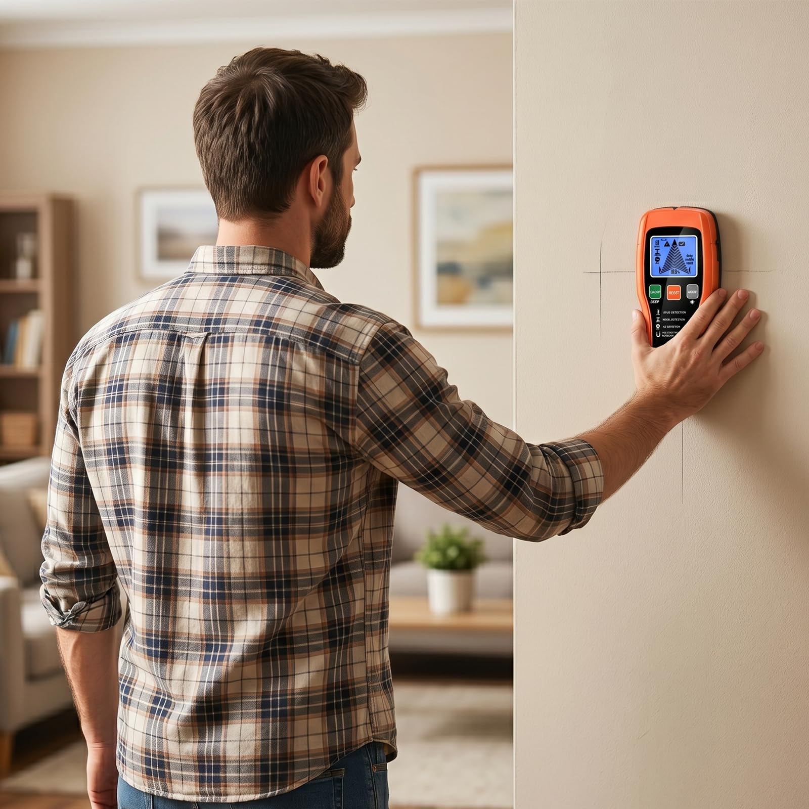 ARCELI 7-in-1 Leitungssuchgerät Leitungssucher Wandscanner mit 3 Holz-Modi,Metall,AC,Wasserwaage + Nail Finder – Elektronischer Leitungsfinder Kabelsuchgerät mit Deep Scan & HD-LCD
