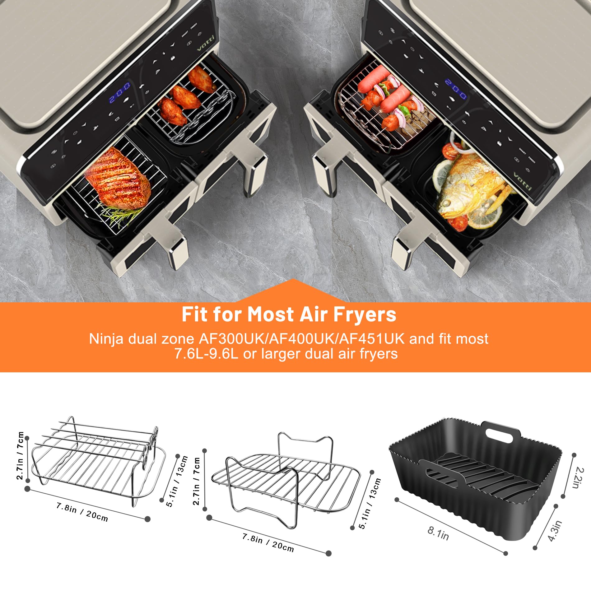 Accessori per friggitrice ad aria, 8 pezzi per Ninja Dual
