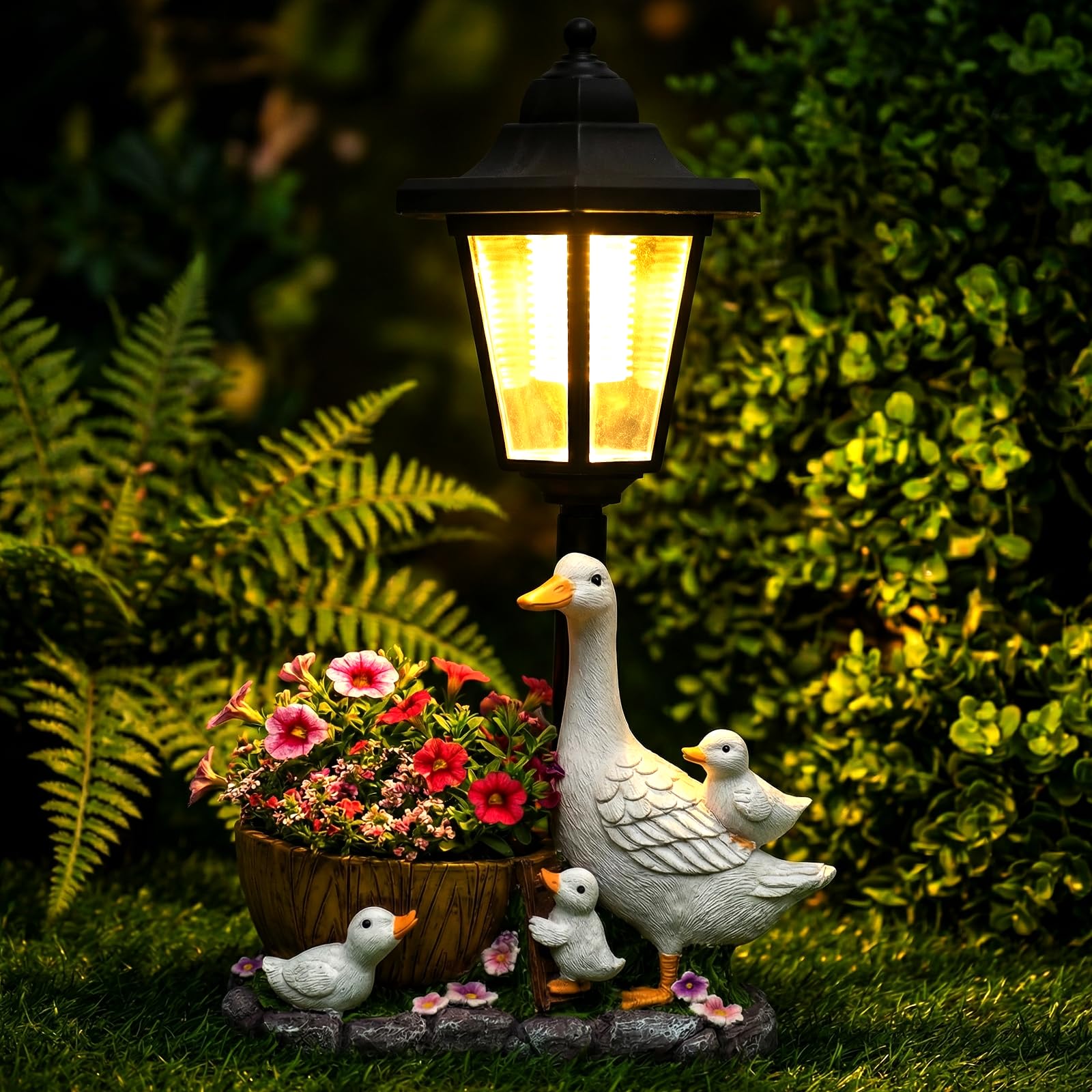 Solar Ente Figuren Gartendeko für Draußen,Garten Tier Dekoration mit Solar Licht, Wetterfest und Langlebig, Deko Draußen Figuren für Garten Rasen, Housewarming Frauen Mum Geburtstag Geschenk
