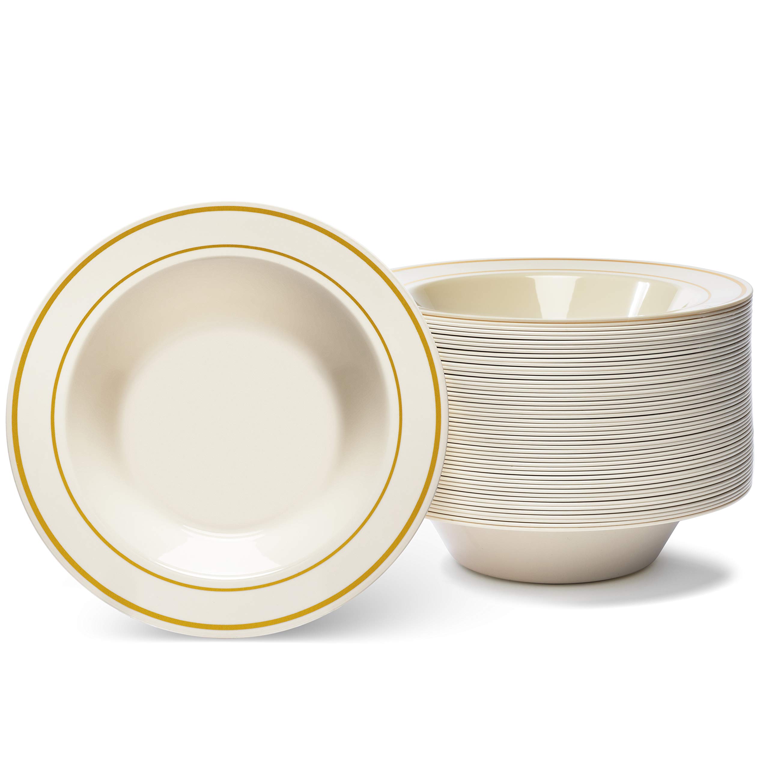 Silver Rimmed White Bowls - 50 Count -9 Silver Rimmed White Bowls - 50 Count -9