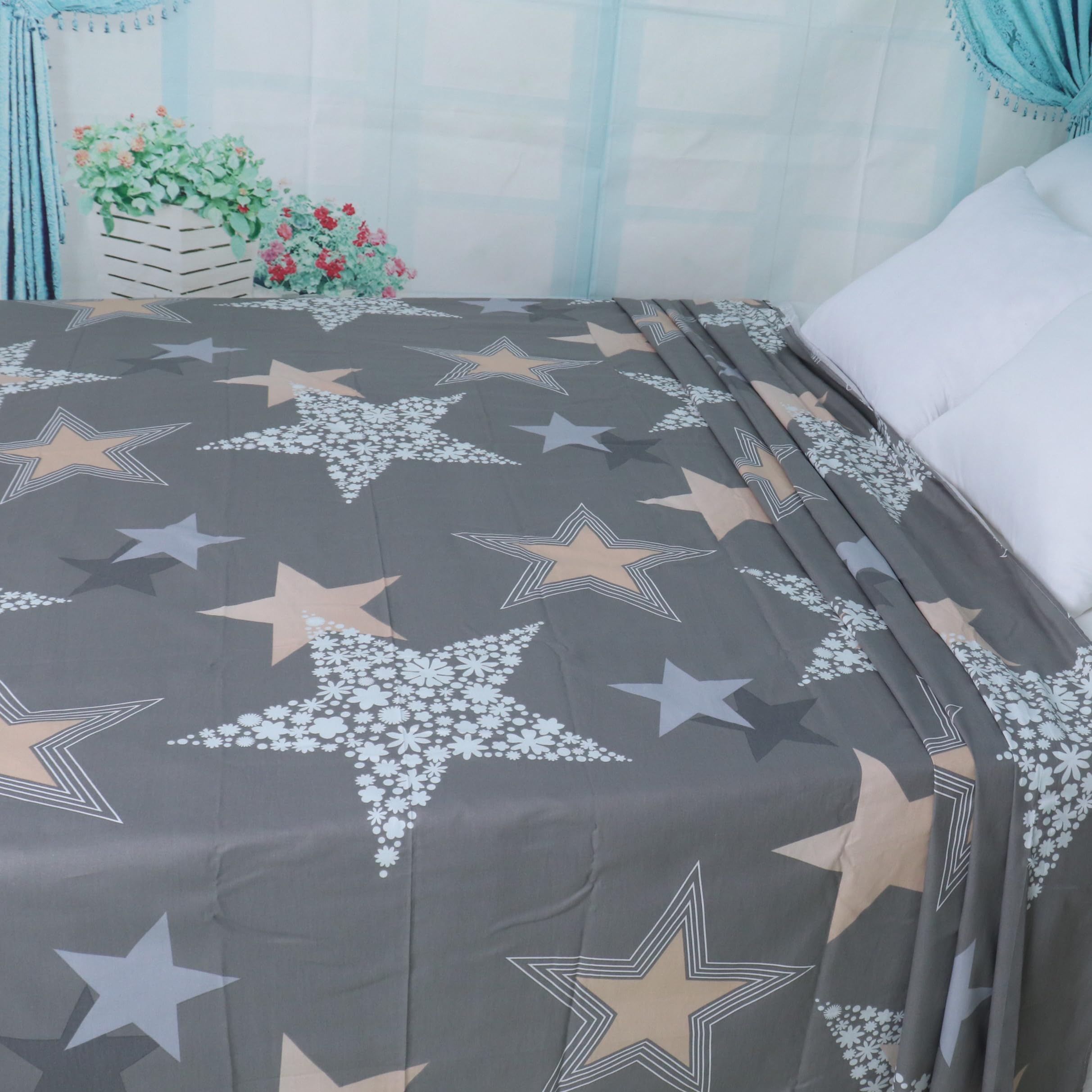 Sábanas planas grises para hombre, sábana encimera de algodón suave, tamaño matrimonial, fácil cuidado, sábana superior con estampado geométrico