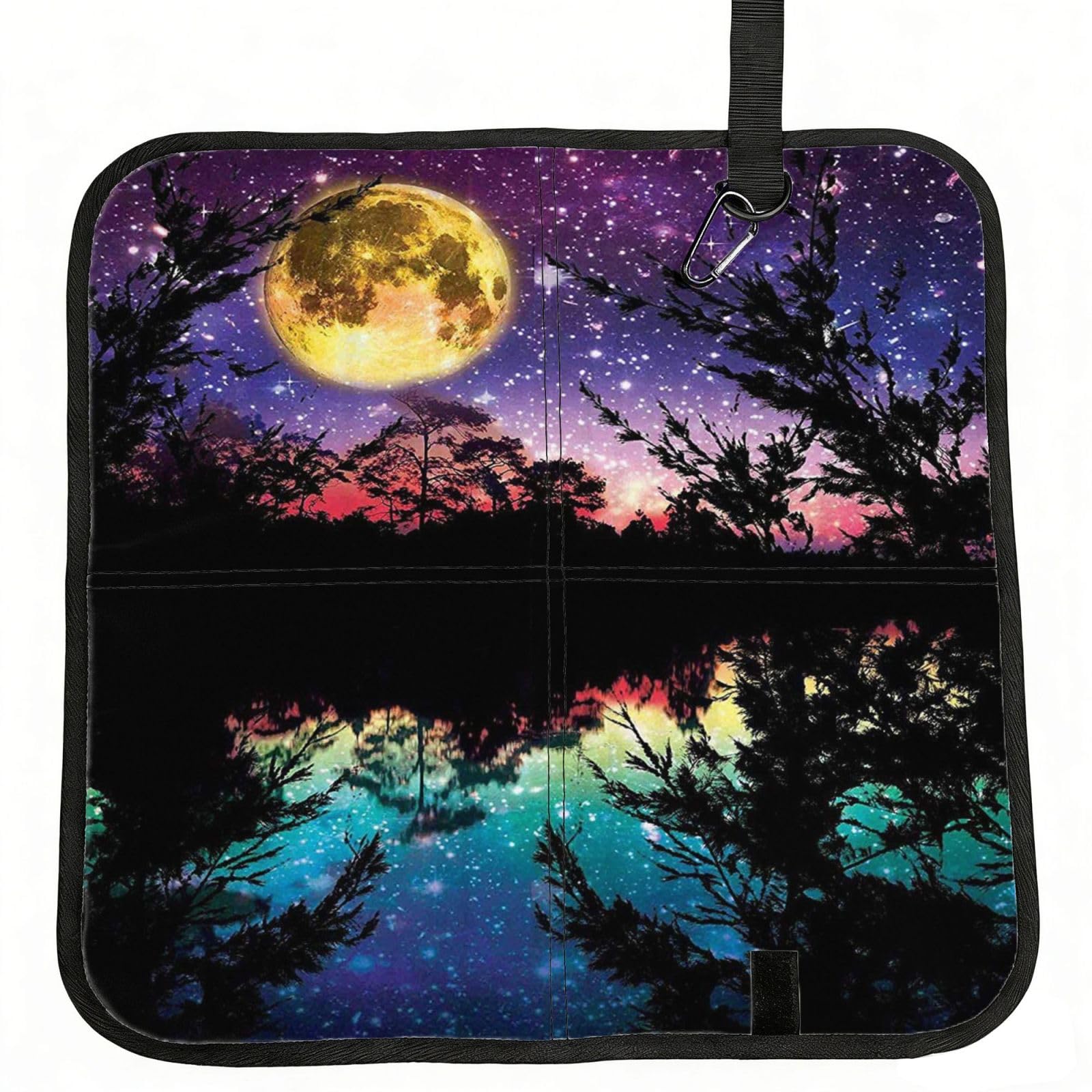 ERCgad Night Sky With Trees Print Foldable Seat Cushion Portable Chair Pad Lightweight Travel Outdoor Office Home