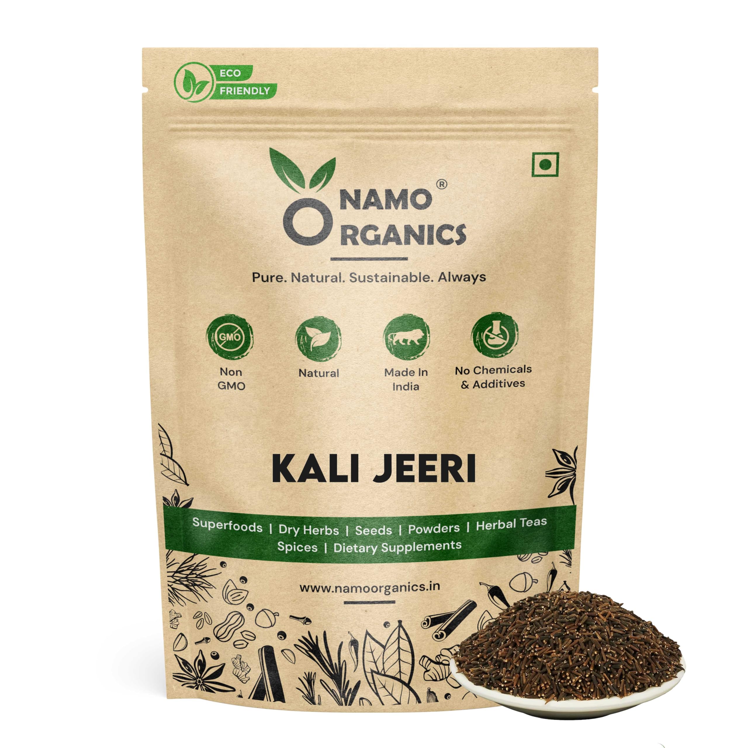 Namo Organics - Kali jeeri 300 Gm - Kala Jeera | nalla jeelakarra | Kali Jiri โ Natural Black jeera Cumin Seed