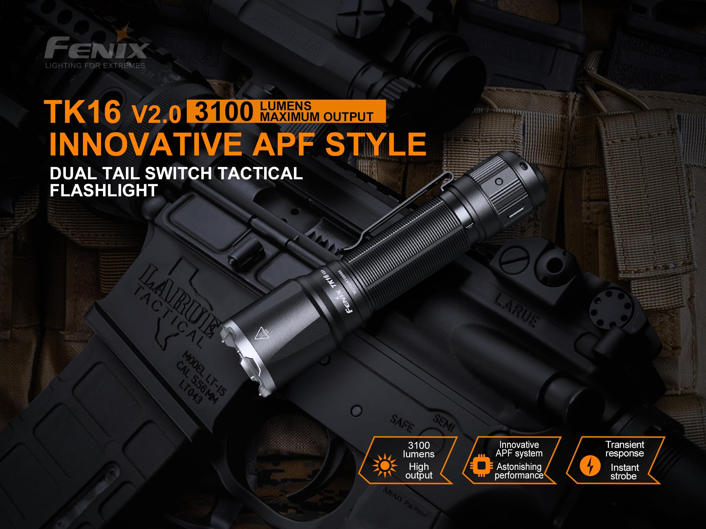 Fenix TK16 V2.0 Taktische LED-Taschenlampe, Ultrahelle 3100 Lumen, 380m