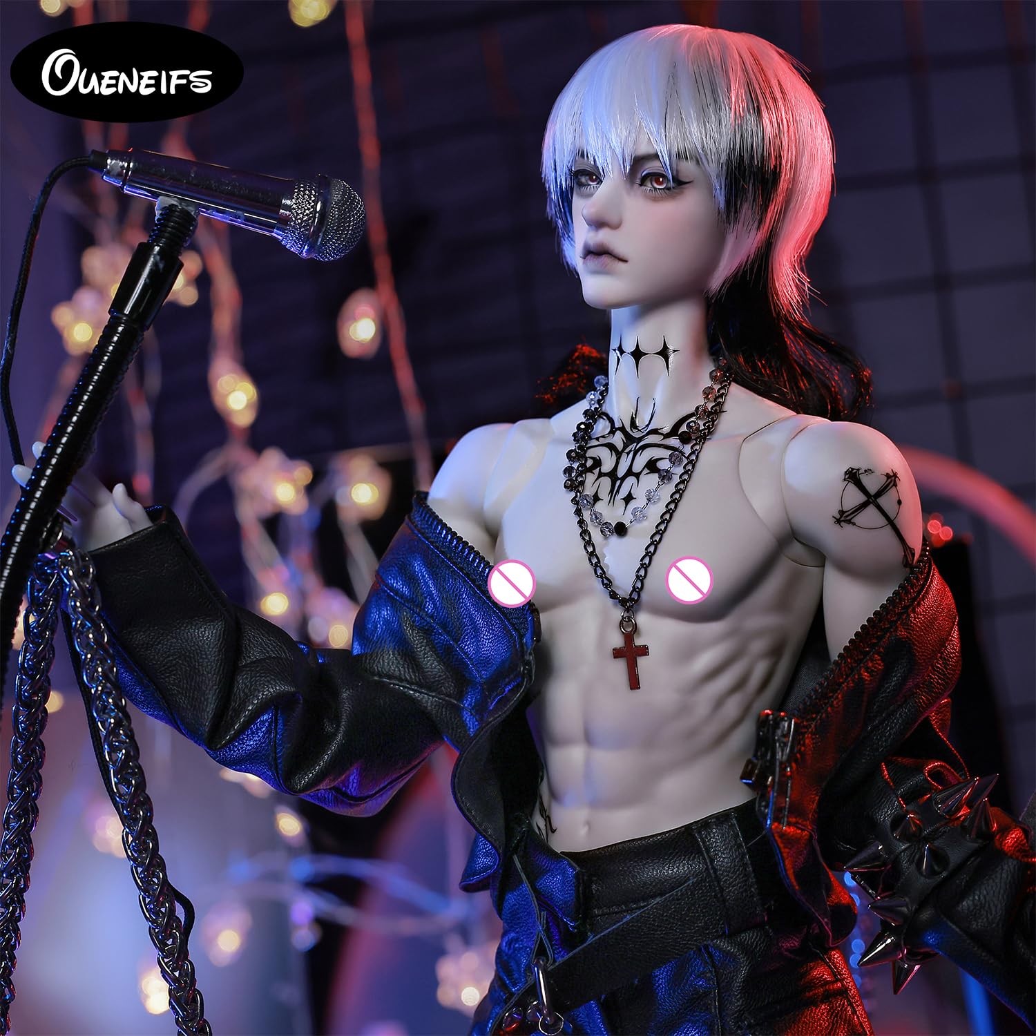 1/4 Acebjd Bjd Puppe Bassist Punk Rock Band Modern Fashion Hip-Hop Street Style Fullset Harz Spielzeug für 15+ Jahre alt