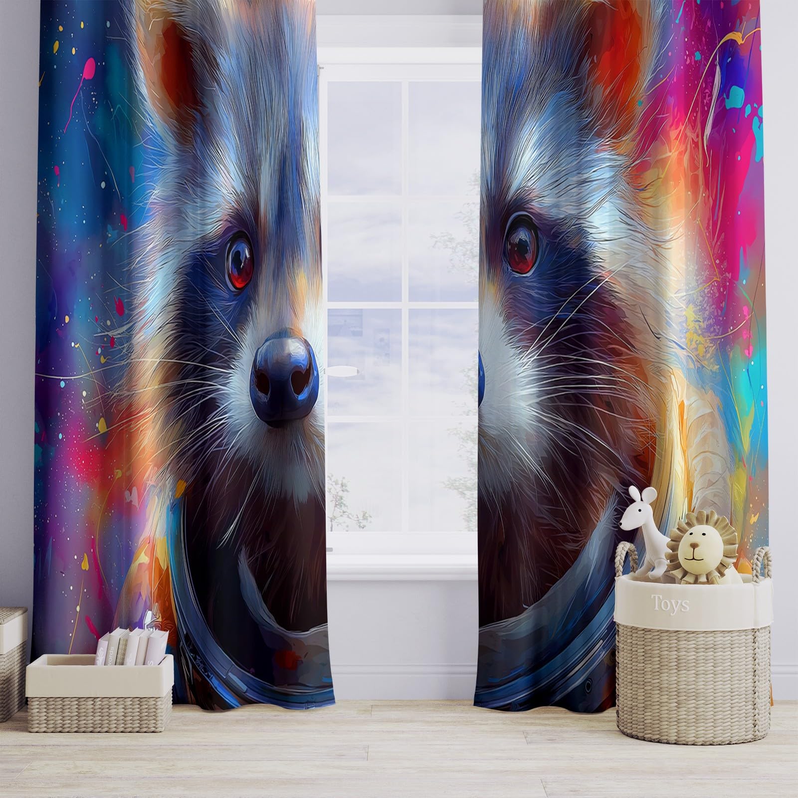 Générique Rideaux de Chambre Enfant Espace Ours, Rideau Occultant 2 Panneaux Créativité Nébuleuse, Isolation Thermique Anti-Froid à Œillets, pour Une Meilleure Confidentialité 140 x 245 cm Gris Foncé