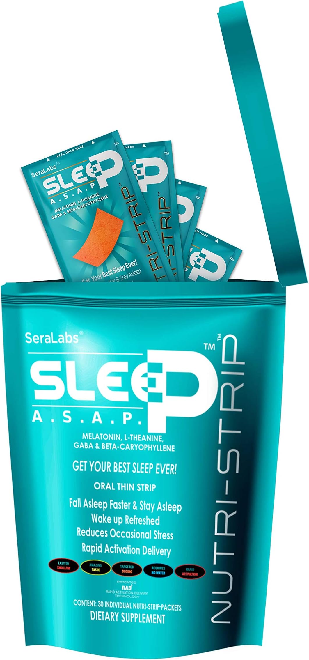NUTRI-STRIPS Sleep A.S.A.P. Rapid Activation Delivery Oral Strips (Pack of 30)