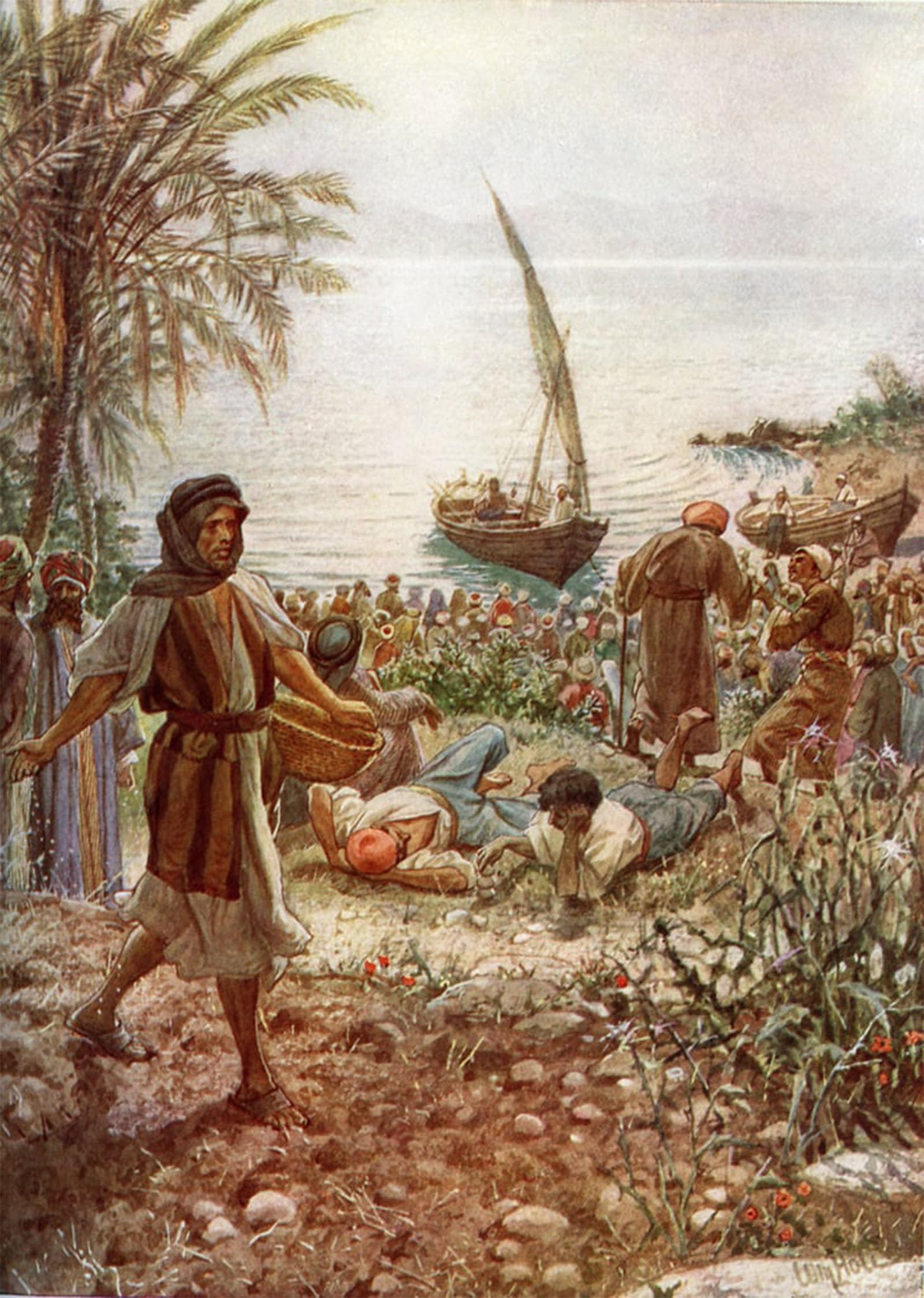 SERENDIPITP Retro Picture Poster Wall Art Pictures Painting Jesus Preaches the Parable of the Sower Bible by William Brassey Hole Wall Art Canvas Print for Wall Decor 60x90cm