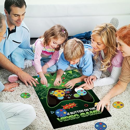 Miniatura 6 de Pin The Button on the Video Game Party Game 32 Calcomanías de botón de videojuegos, póster grande, decoración de fiesta de cumpleaños para niños