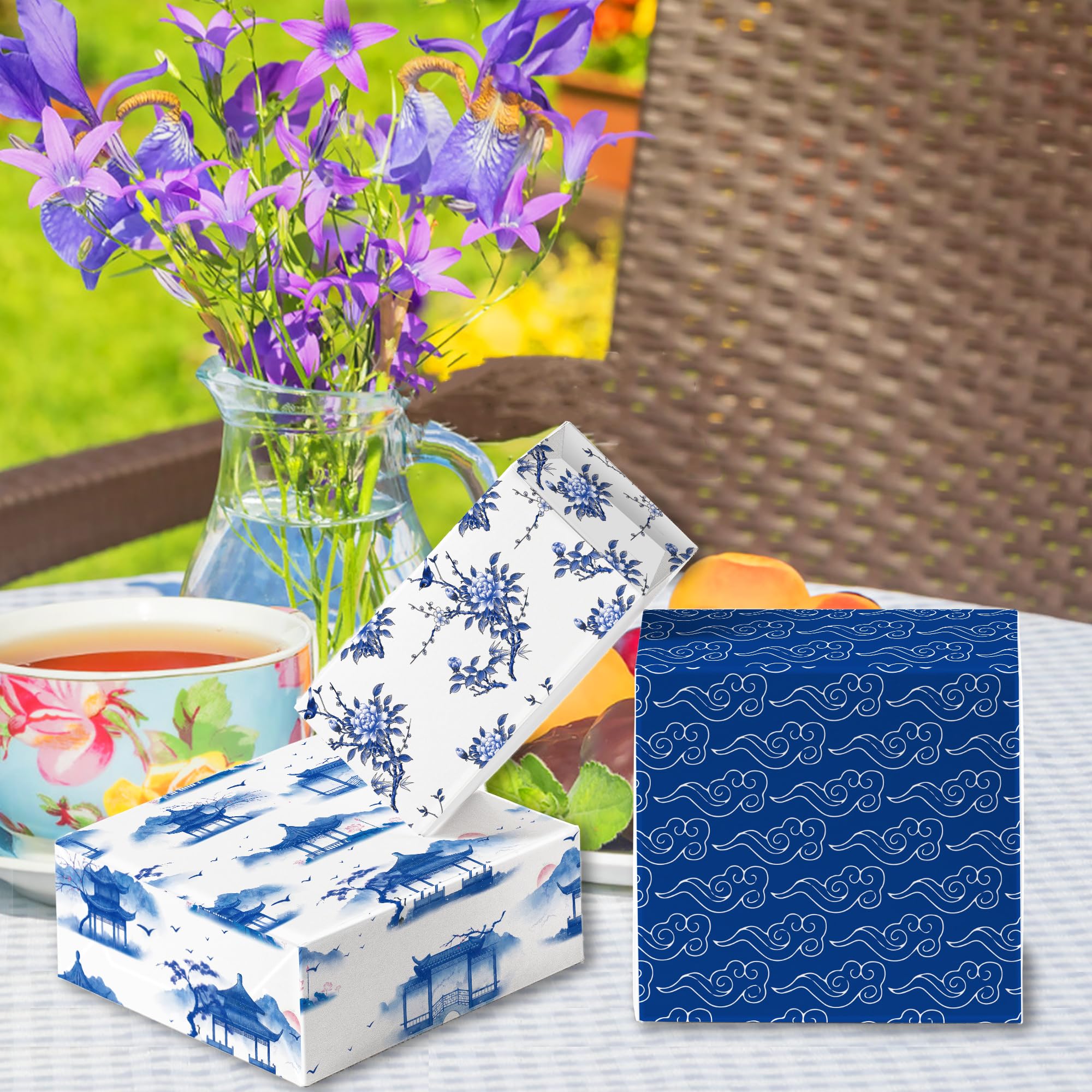 Amazon.com: XMBHHRM 12 Sheets Blue Chinoiserie Wrapping Paper 27 x