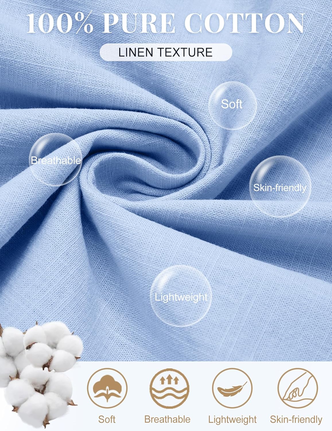 COOFANDY Men's 2 Piece Linen Beach Outfits Short Sleeve Button Down Shirts Loose Pants For Men - Image 4