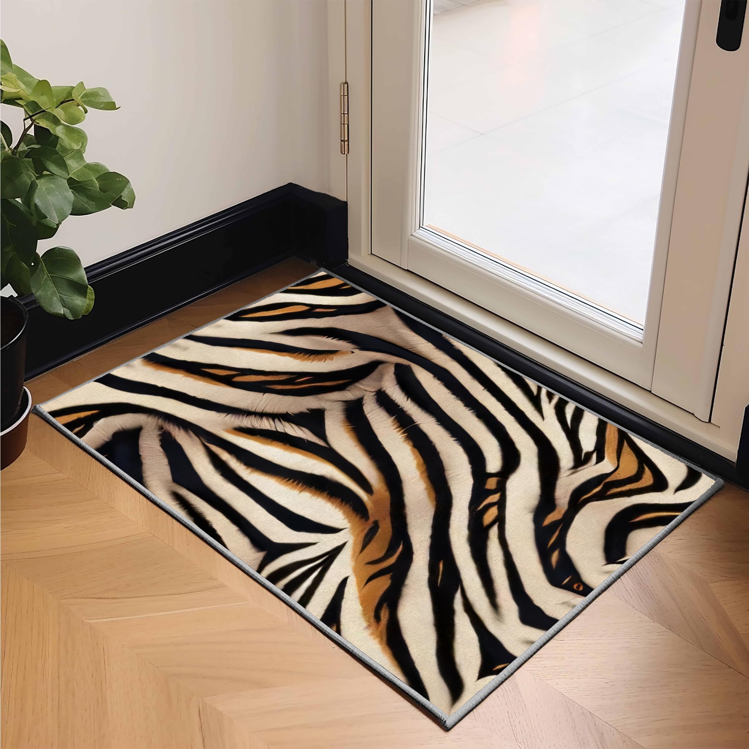 Amazon | 虎の皮 ラグマット 120x160 テクスチャ柄 カーペット 洗濯機