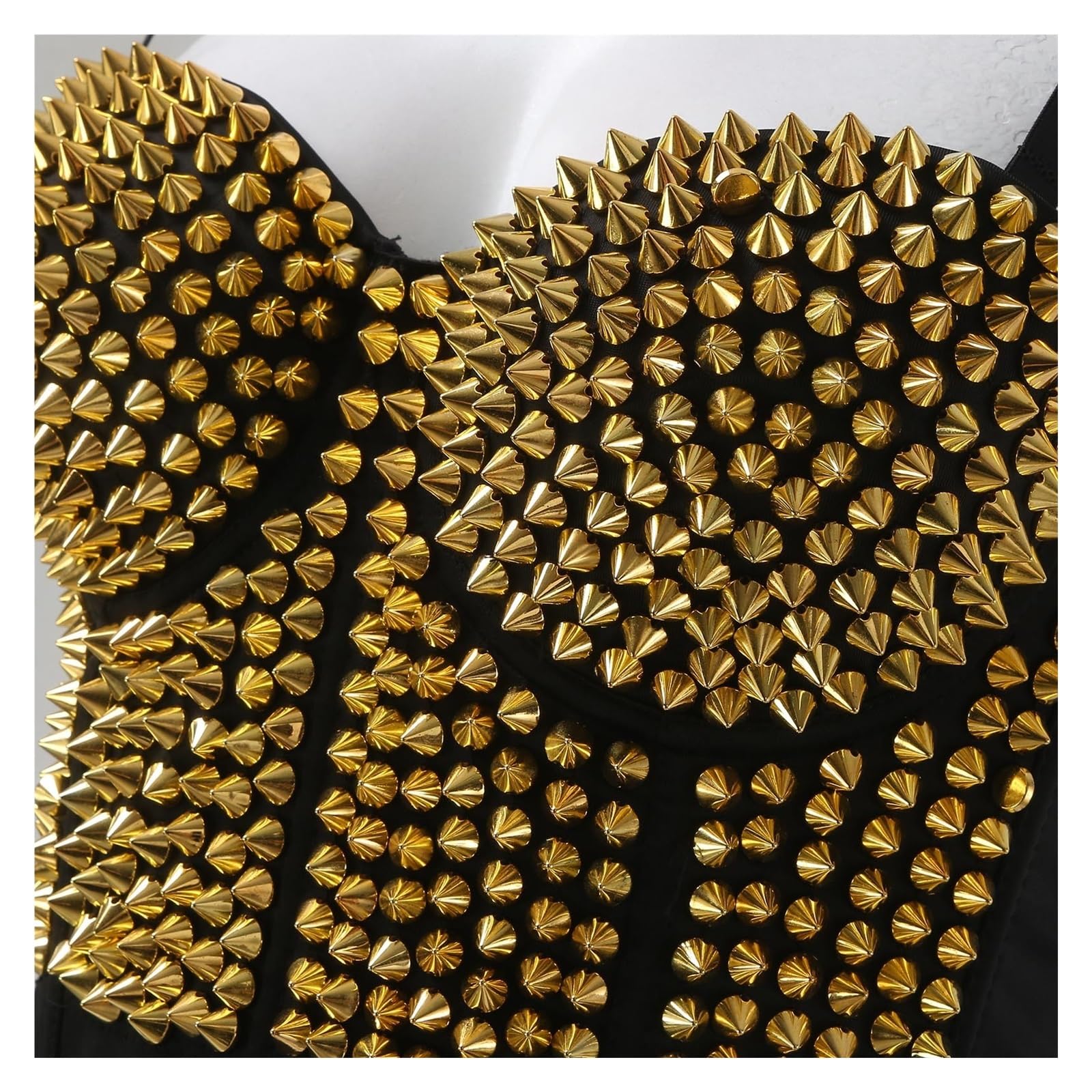 Top Corto con Bustino di Strass Canottiere con paillettes e diamanti con strass, reggiseno da donna, camicette, camicette, abbigliamento da donna, modellante, corsetto sexy, top corti da donna(Gold,M)