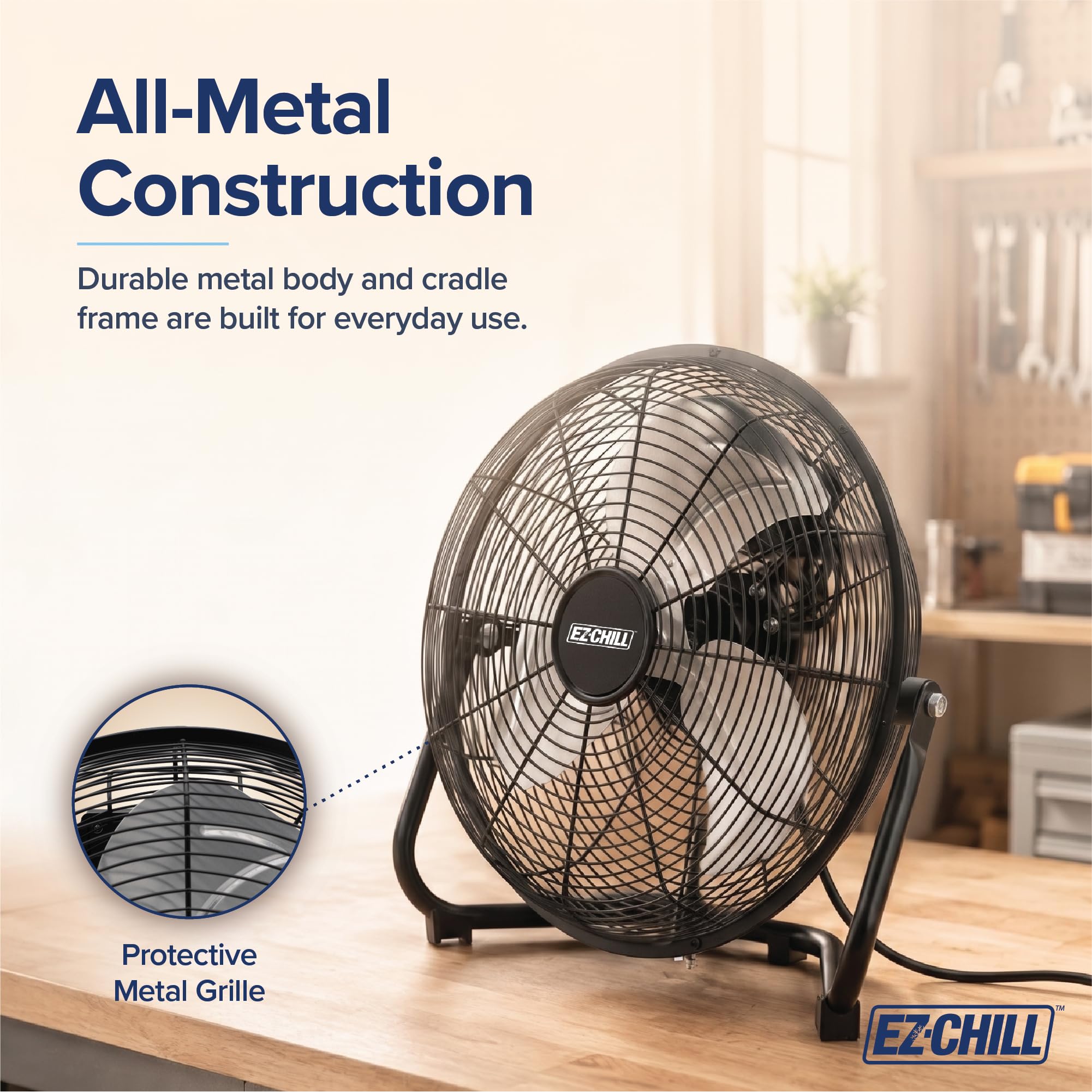 Amazon.com: EZ-CHILL 12” Cradle Floor Fan, 3 Speed, High Velocity