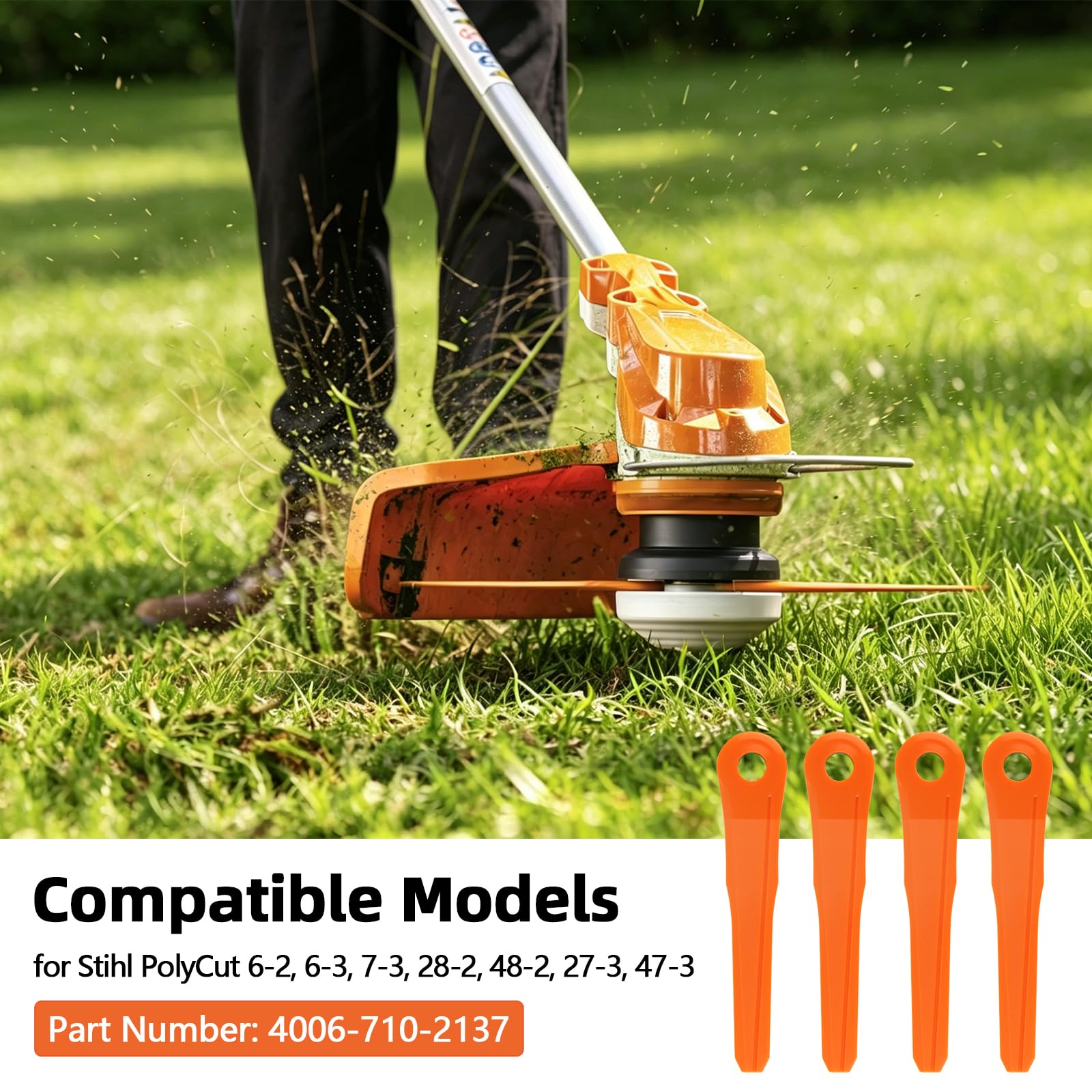 Paquete de 40 cuchillas de plástico 4002 007 1000 para Stihl PolyCut 6-2, 6-3, 7-3, 28-2, 48-2, 27-3, 47-3, cuchillas de repuesto para cabezal Stihl PolyCut
