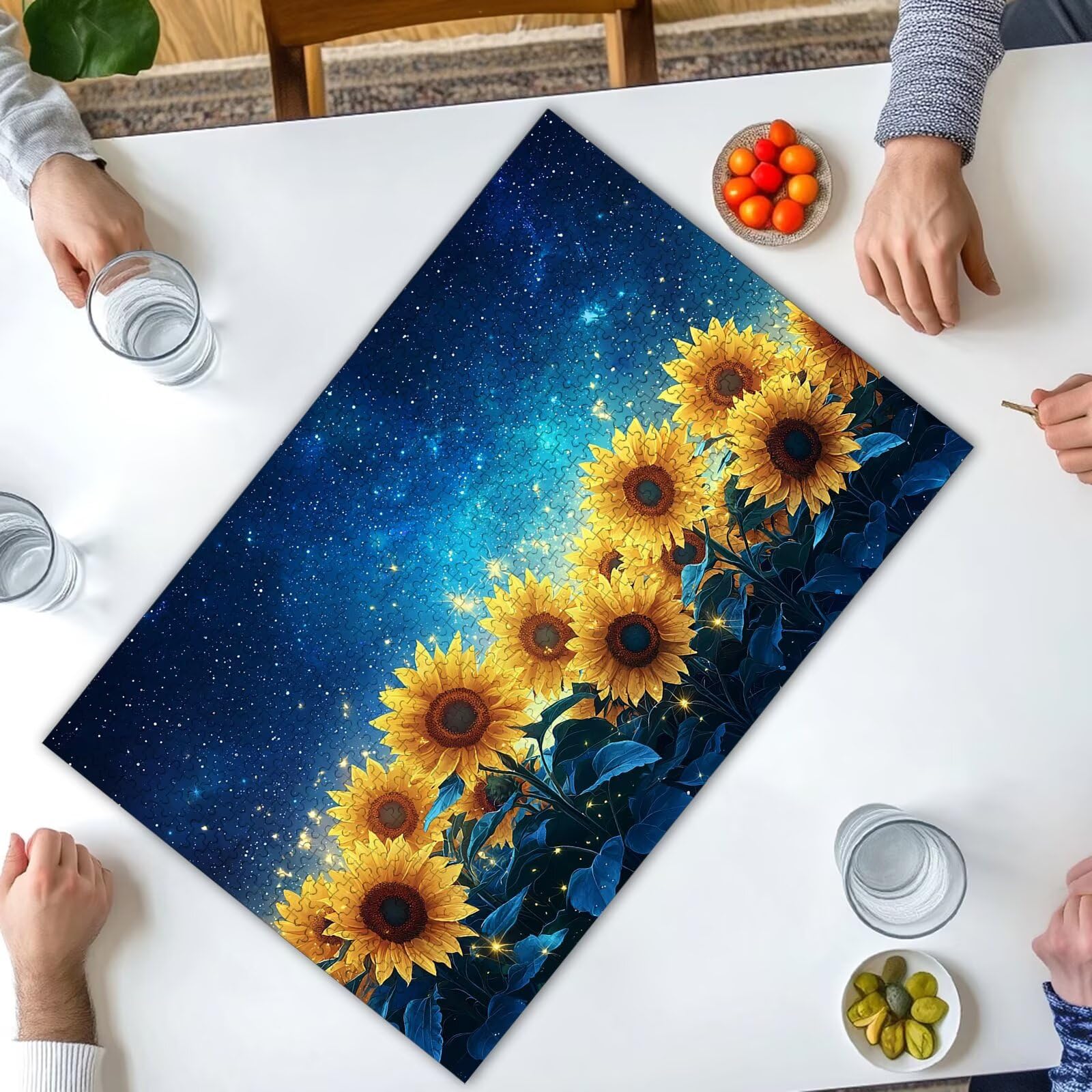 Puzzle 1000 elementów, kwiaty, 1000 elementów, dla dorosłych, drewniane puzzle dla dorosłych, z wykwintnym pudełkiem do pakowania, klasyczne puzzle, słonecznik dla całej rodziny, duże puzzle na